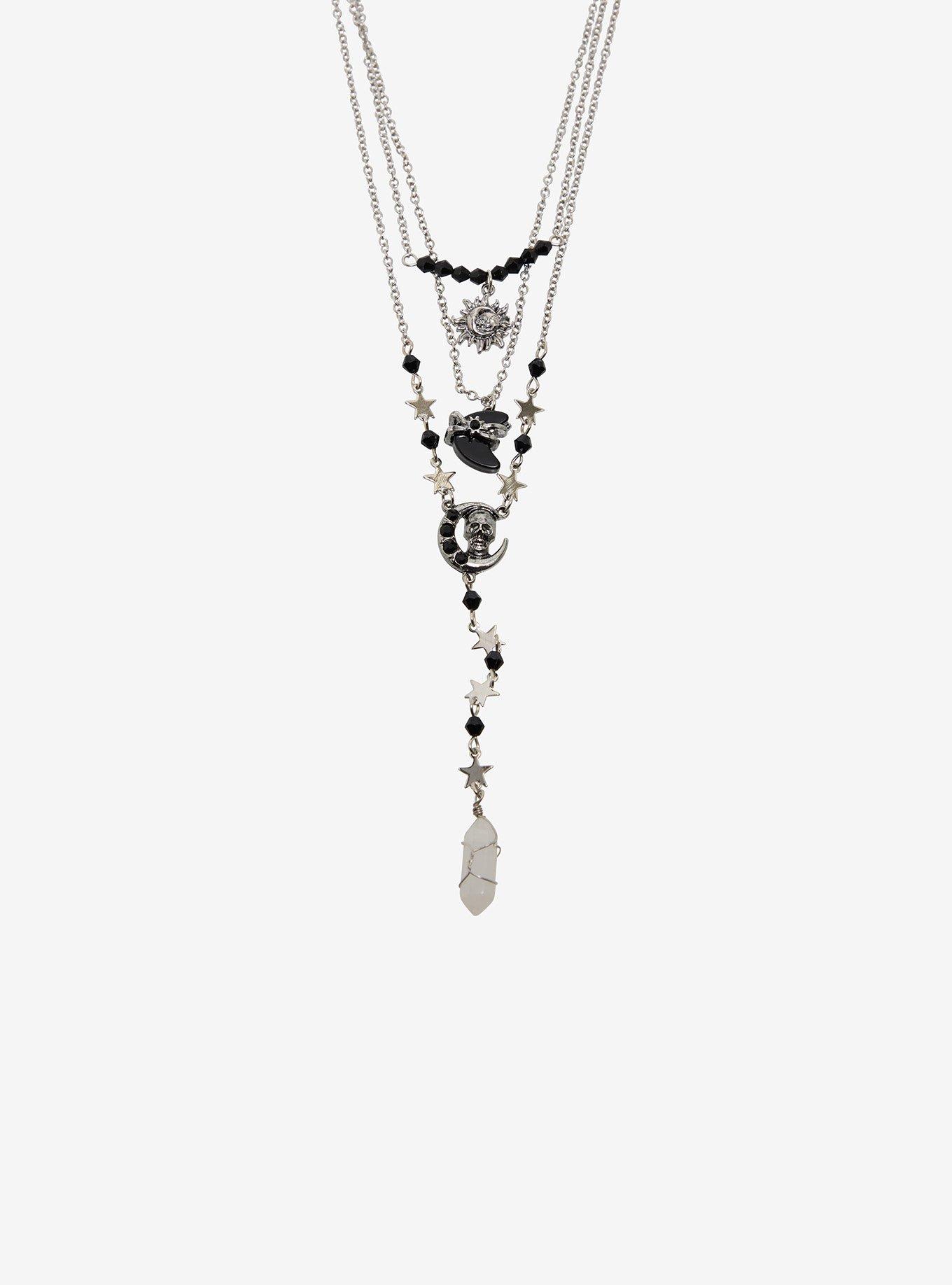 Cosmic Aura Dark Crystal Rosary Necklace Set, , alternate