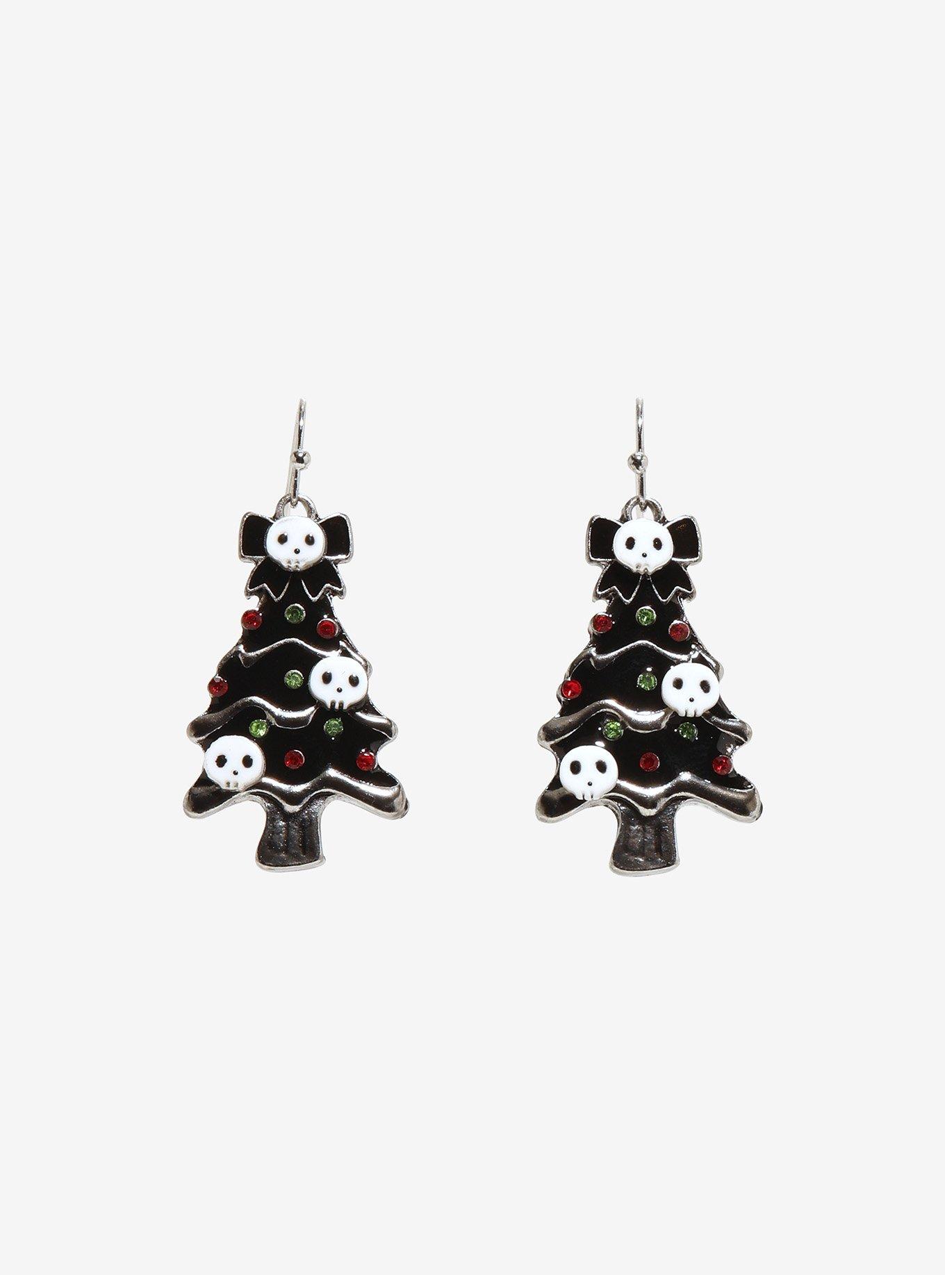 Gothic Christmas Tree Earrings, , hi-res