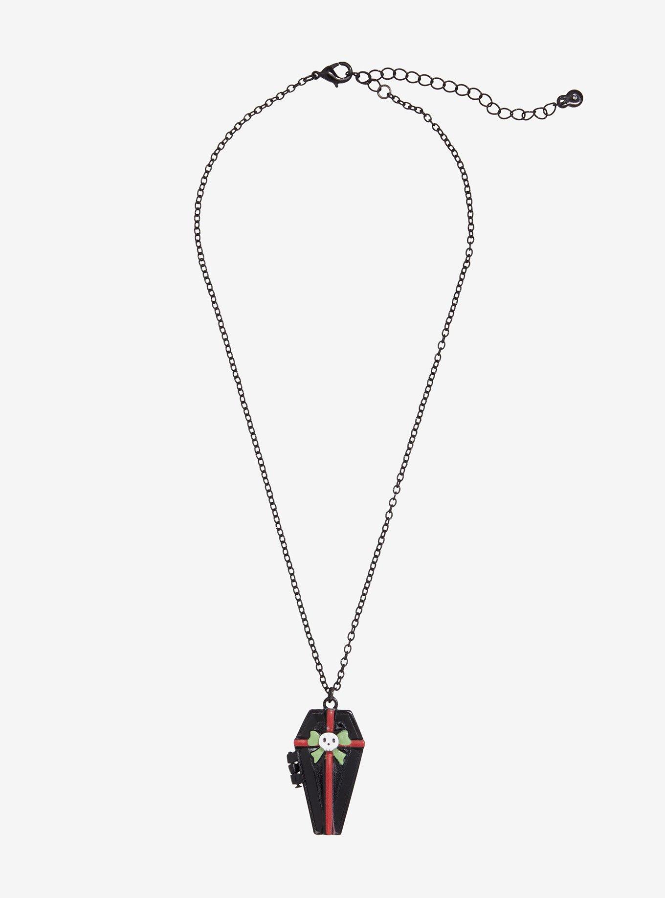 Gothic Christmas Coffin Locket Necklace, , hi-res