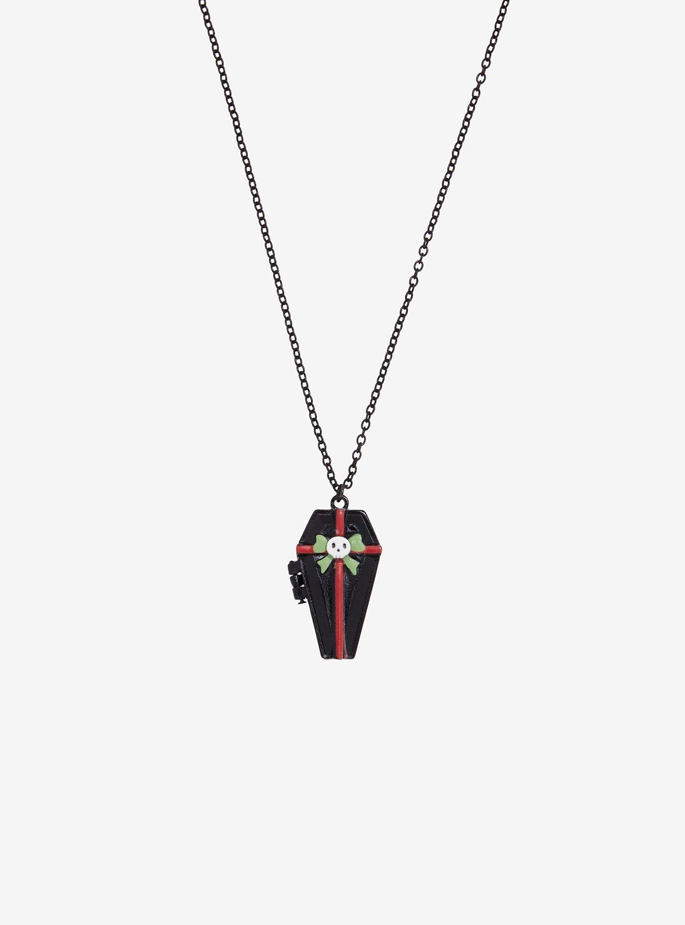 Gothic Christmas Coffin Locket Necklace, , alternate