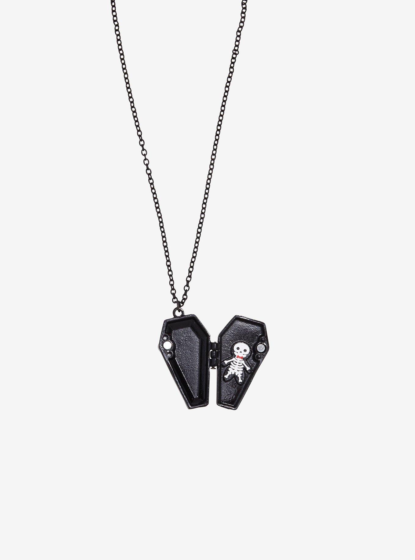 Gothic Christmas Coffin Locket Necklace, , alternate