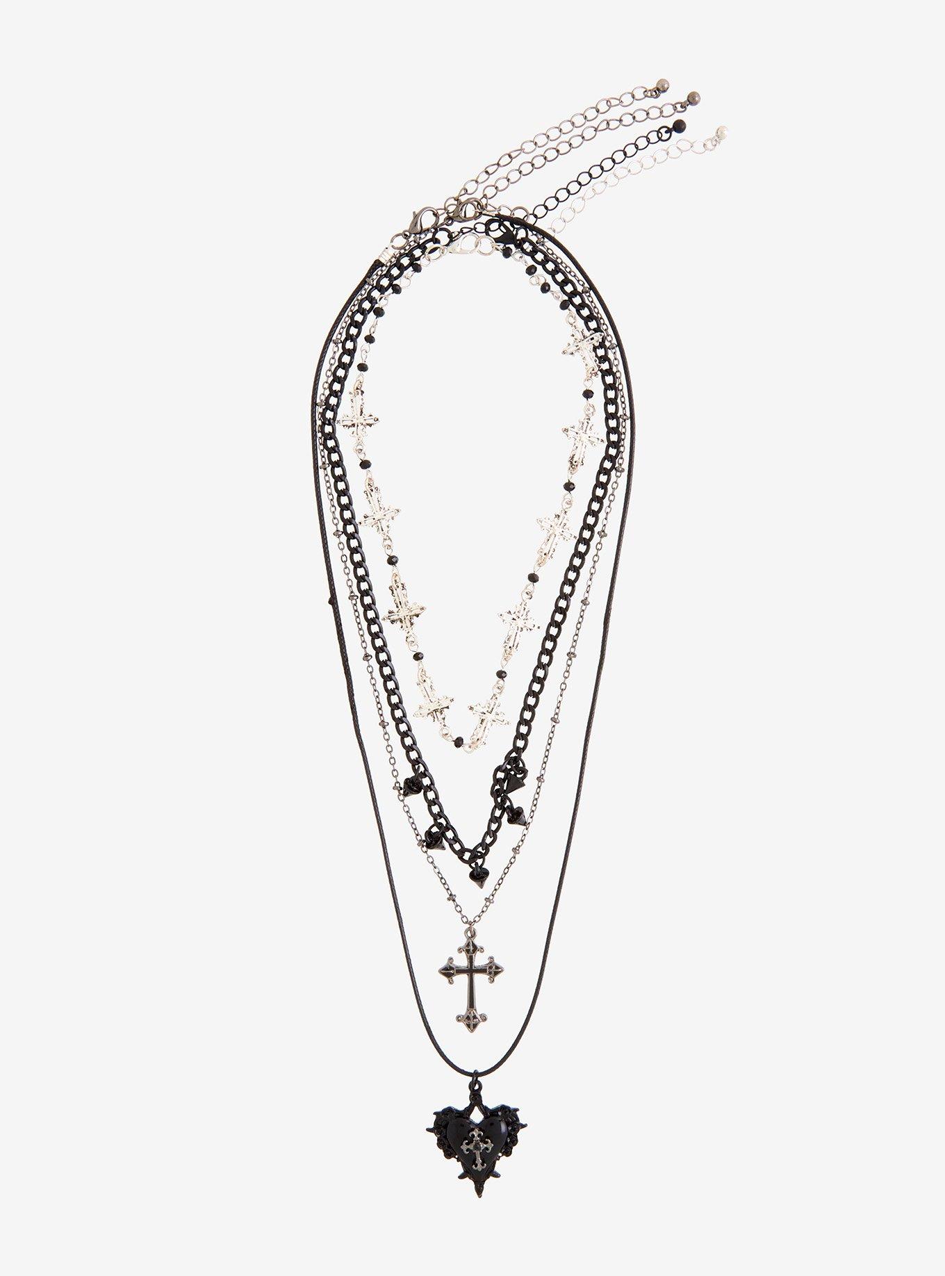Social Collision Gothic Cross Necklace Set, , hi-res