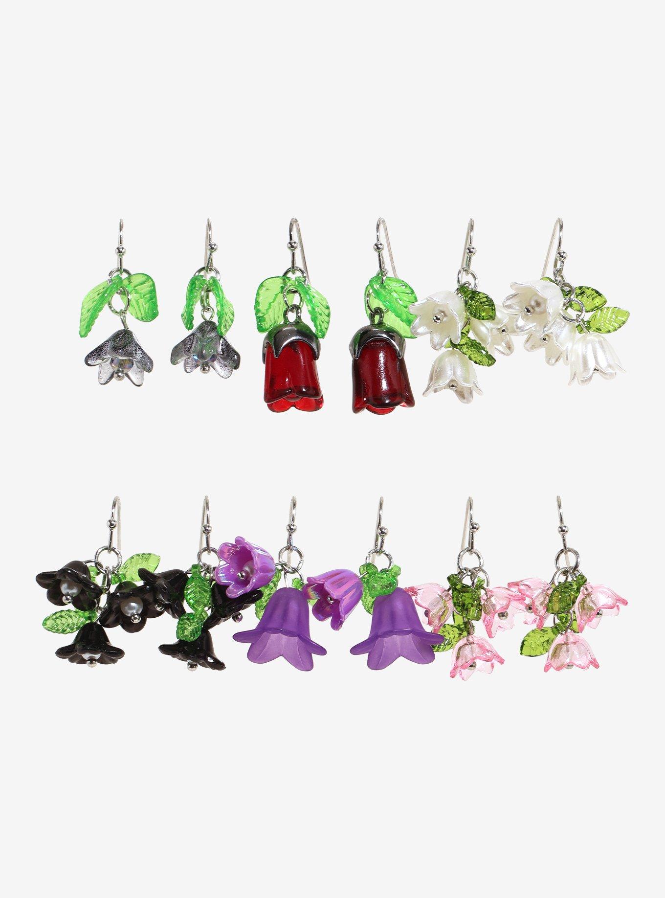 Thorn & Fable Magical Flower Garden Drop Earrings Set, , hi-res