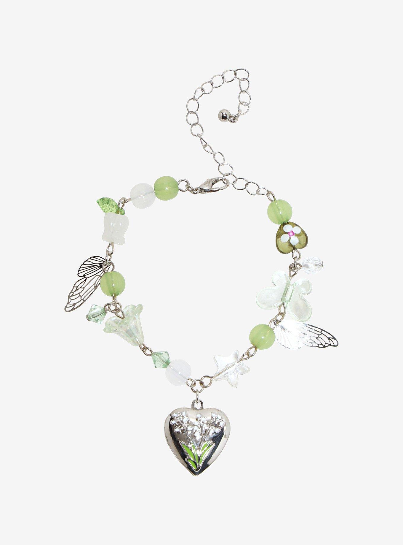 Thorn & Fable Lily Of The Valley Butterfly Locket Bracelet, , hi-res