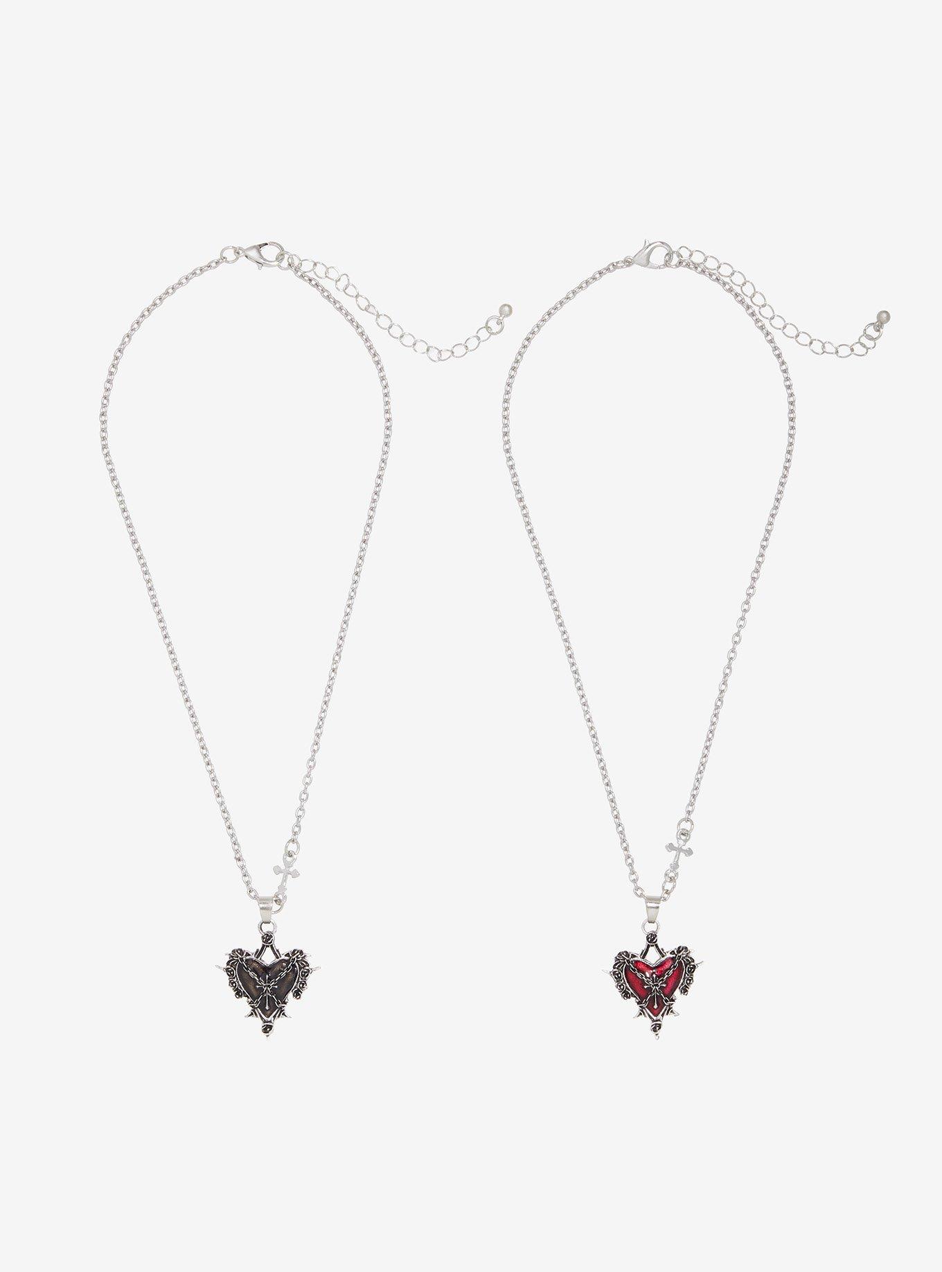 Social Collision Cross Heart Best Friend Necklace Set, , hi-res