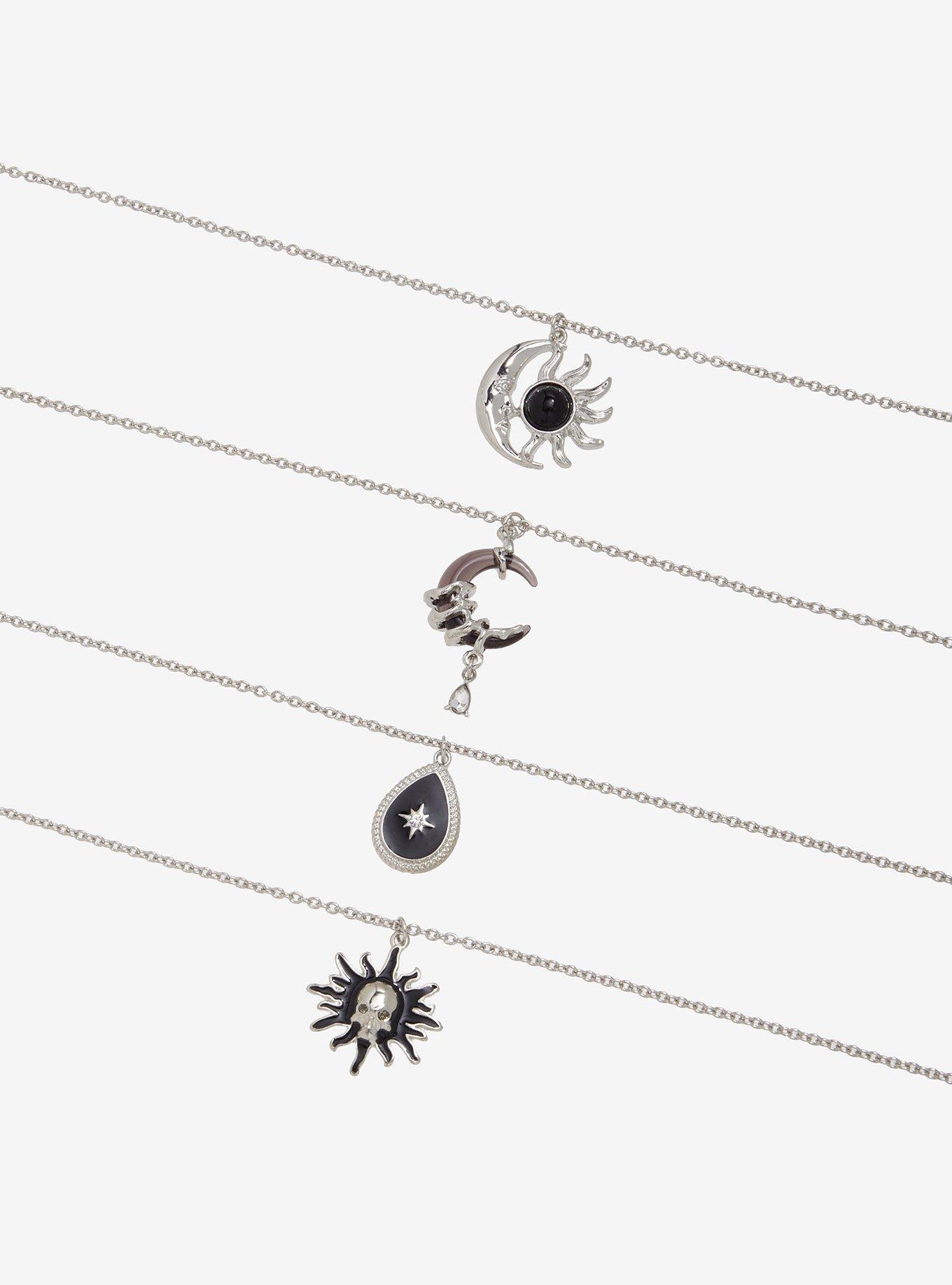 Cosmic Aura Skull Sun Celestial Necklace Set, , alternate