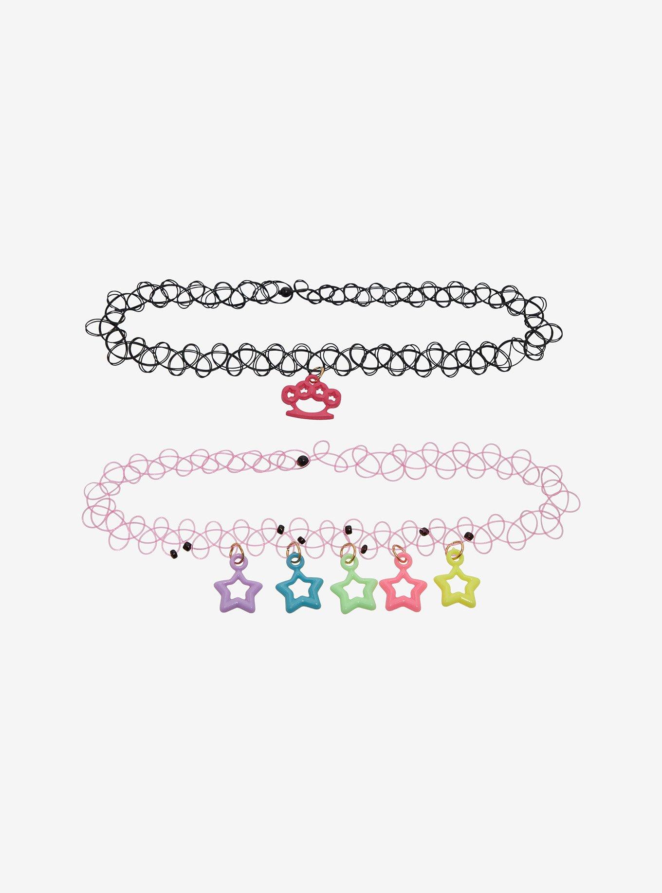 Colorful Star Brass Knuckle Tattoo Choker Set, , hi-res