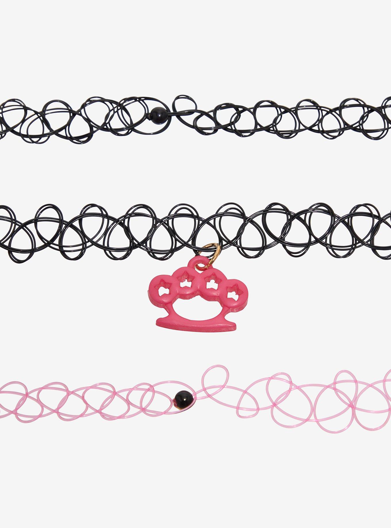 Colorful Star Brass Knuckle Tattoo Choker Set, , alternate