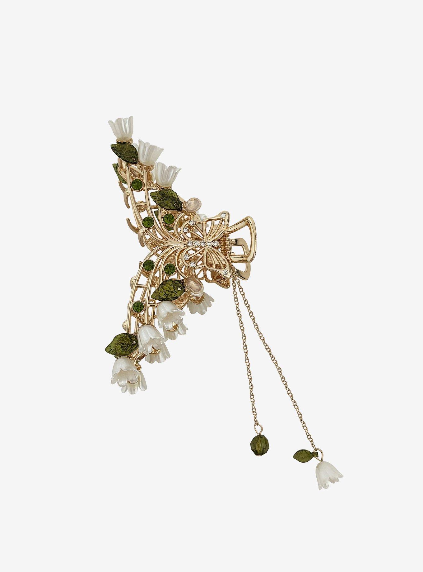 Thorn & Fable Floral Butterfly Claw Hair Clip, , hi-res
