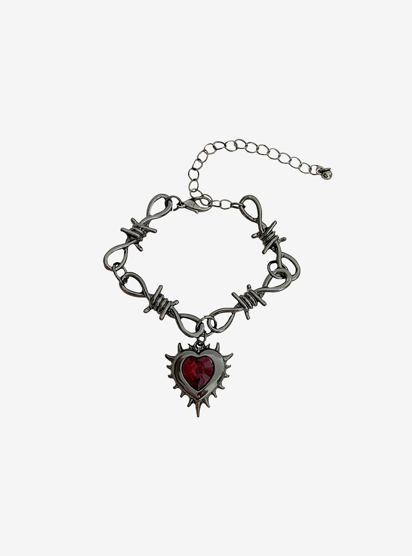 Social Collision Spiked Heart Bracelet, , hi-res