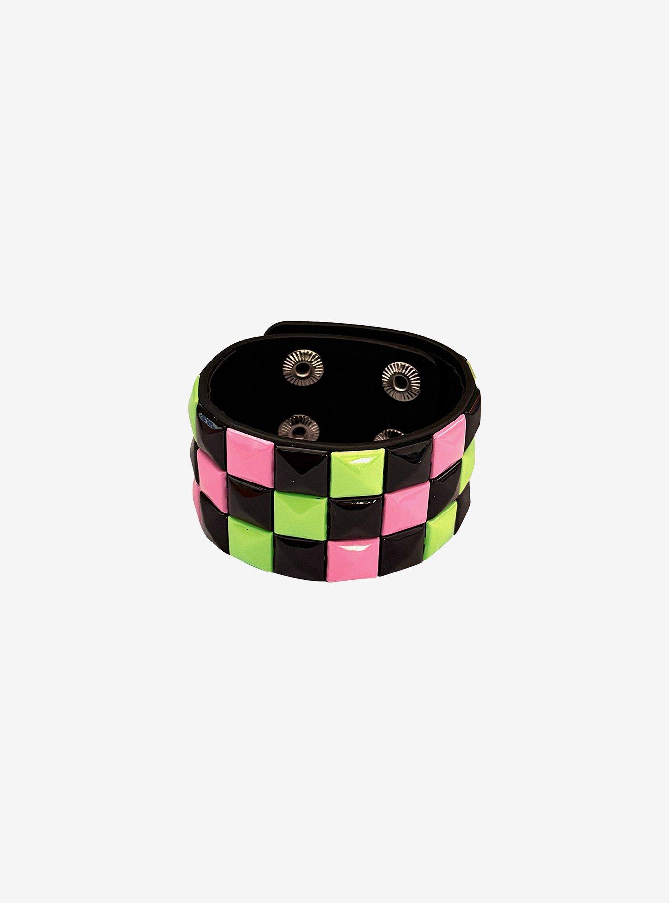 Multicolor Pyramid Stud Cuff Bracelet, , hi-res