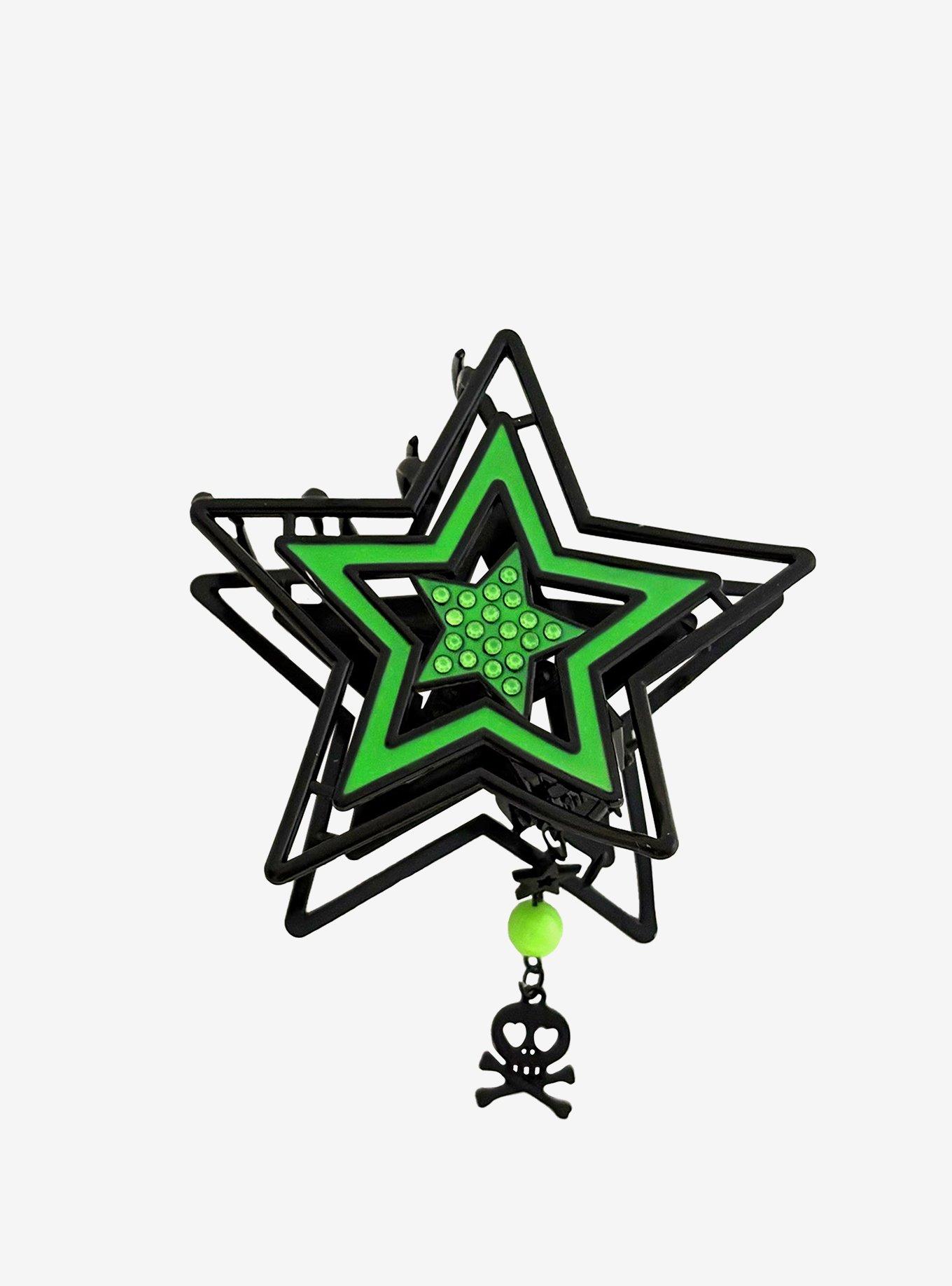 Neon Green & Black Star Claw Hair Clip, , alternate