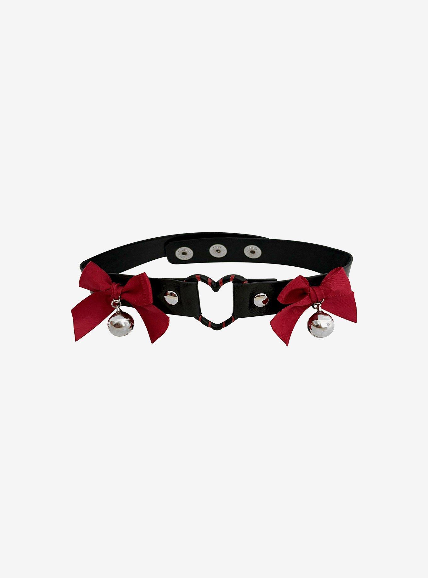Gothmas Black & Red Heart Bow Choker, , hi-res