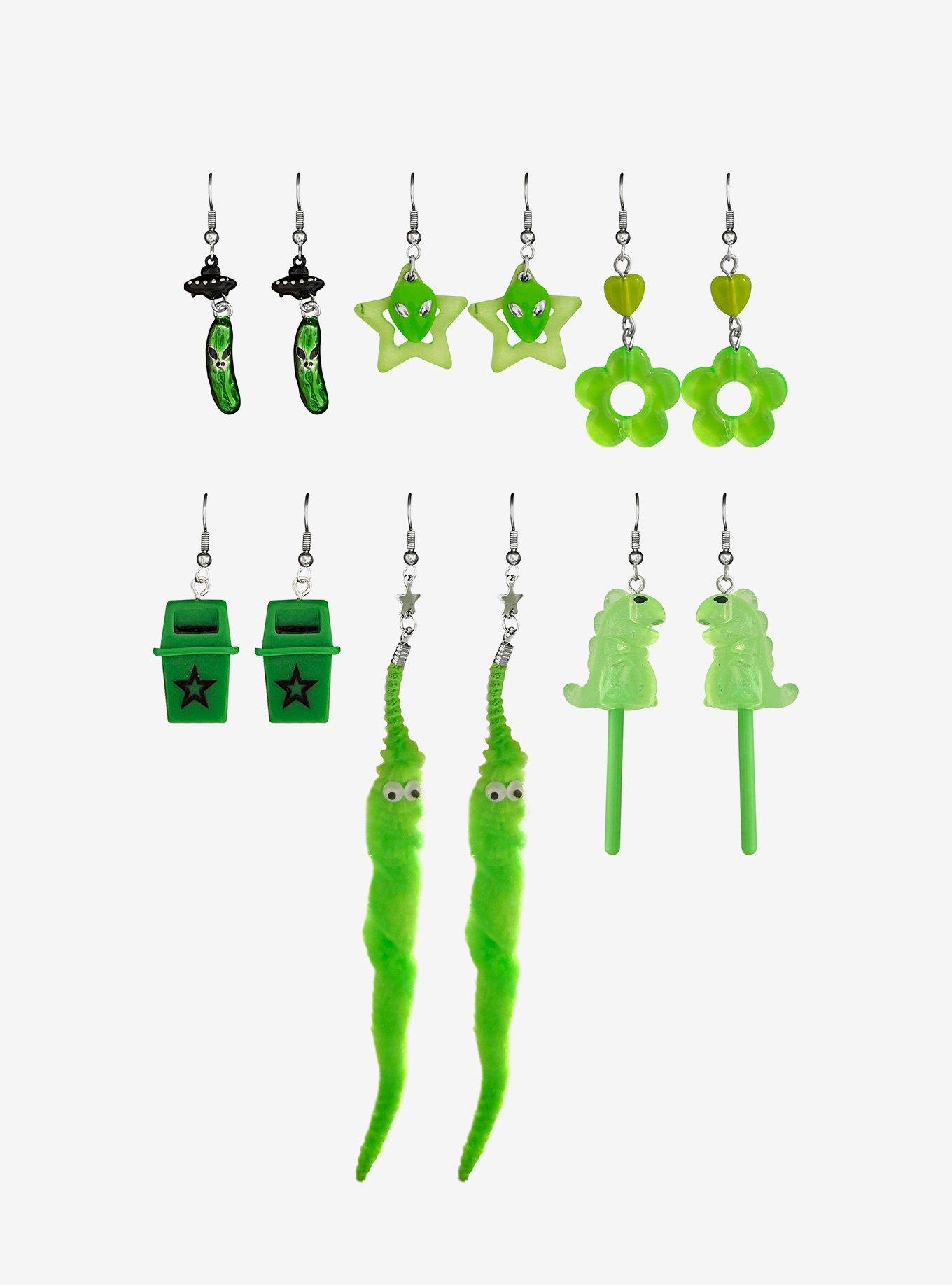 Green Novelty Charm Drop Earring Set, , hi-res