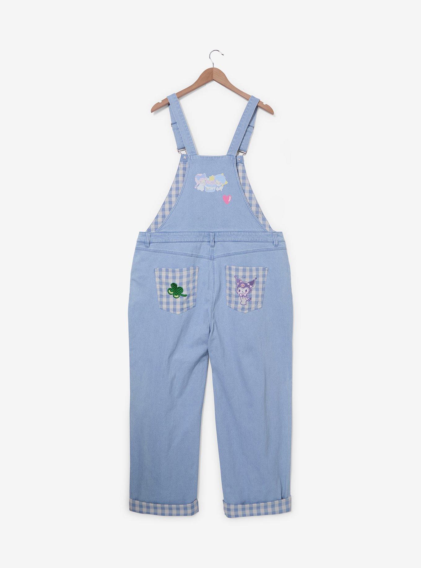 Sanrio Hello Kitty and Friends Gingham Denim Women's Plus Size Overalls - BoxLunch Exclusive, , hi-res