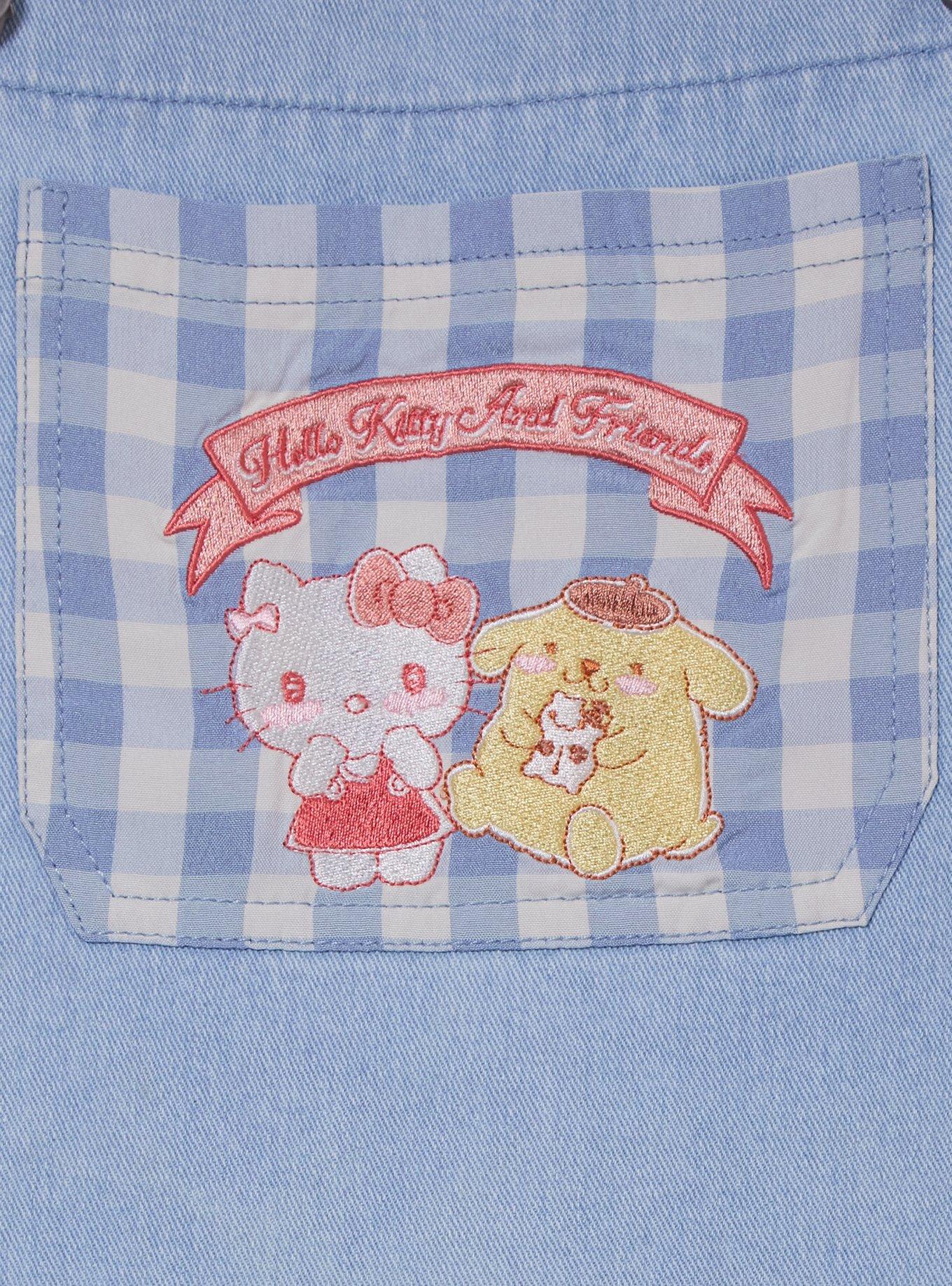 Sanrio Hello Kitty and Friends Gingham Denim Women's Plus Size Overalls - BoxLunch Exclusive, DENIM, alternate