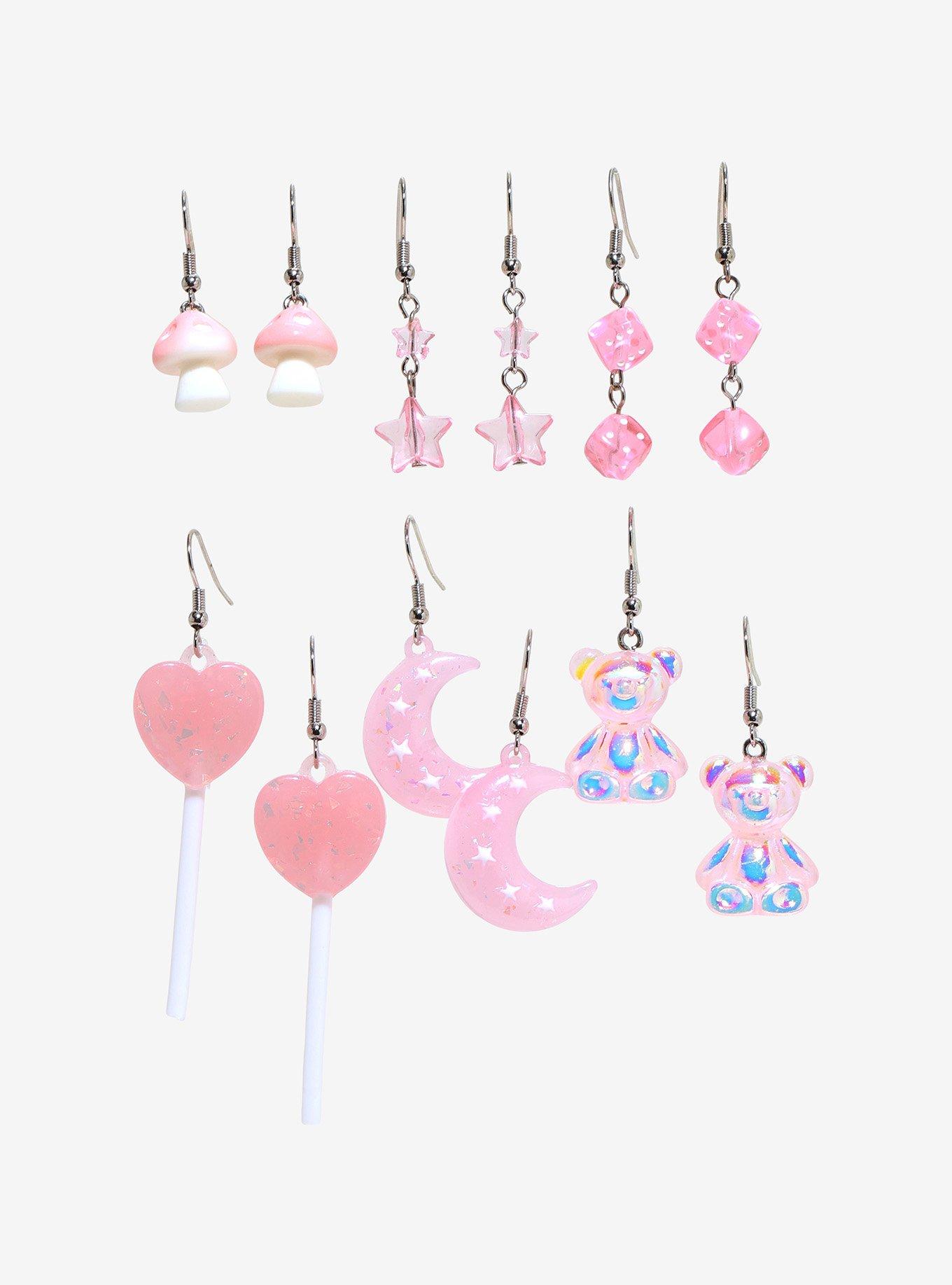 Pink Candy Bear Novelty Earrings, , hi-res