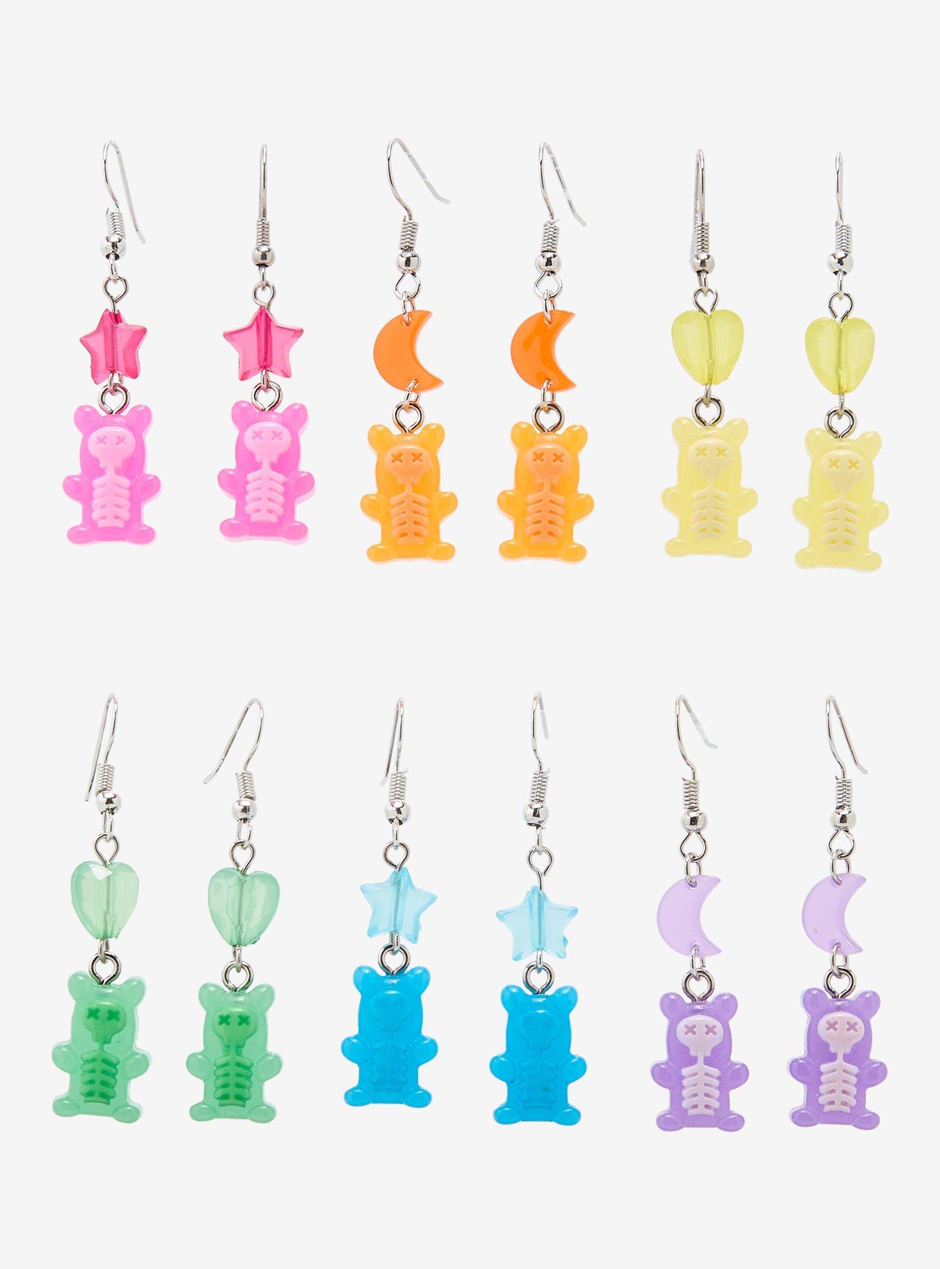 Rainbow Skeleton Candy Bear Earring Set, , hi-res