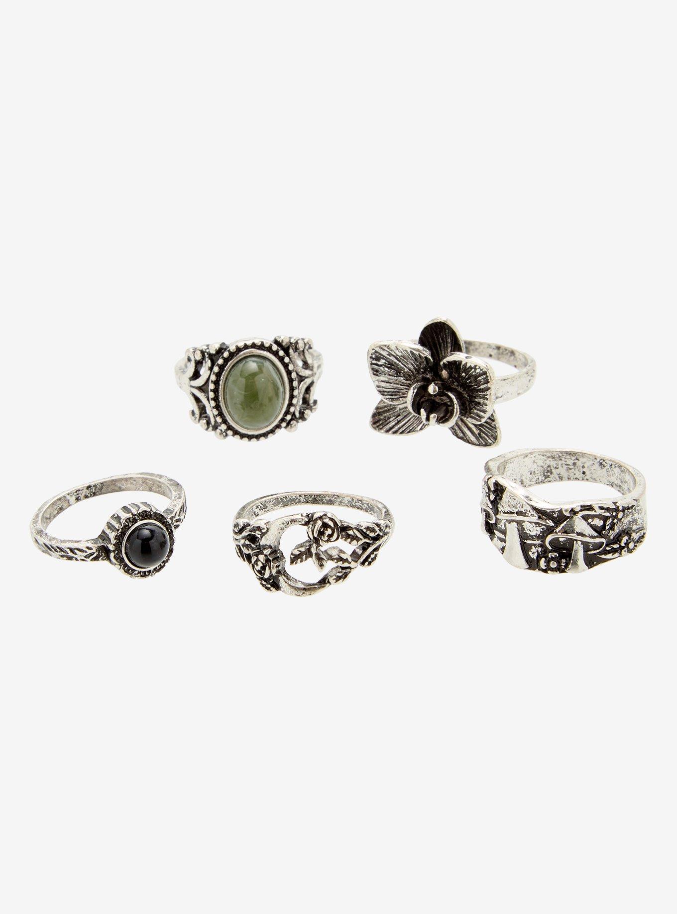 Thorn & Fable Orchid Green Gem Ring Set, , hi-res