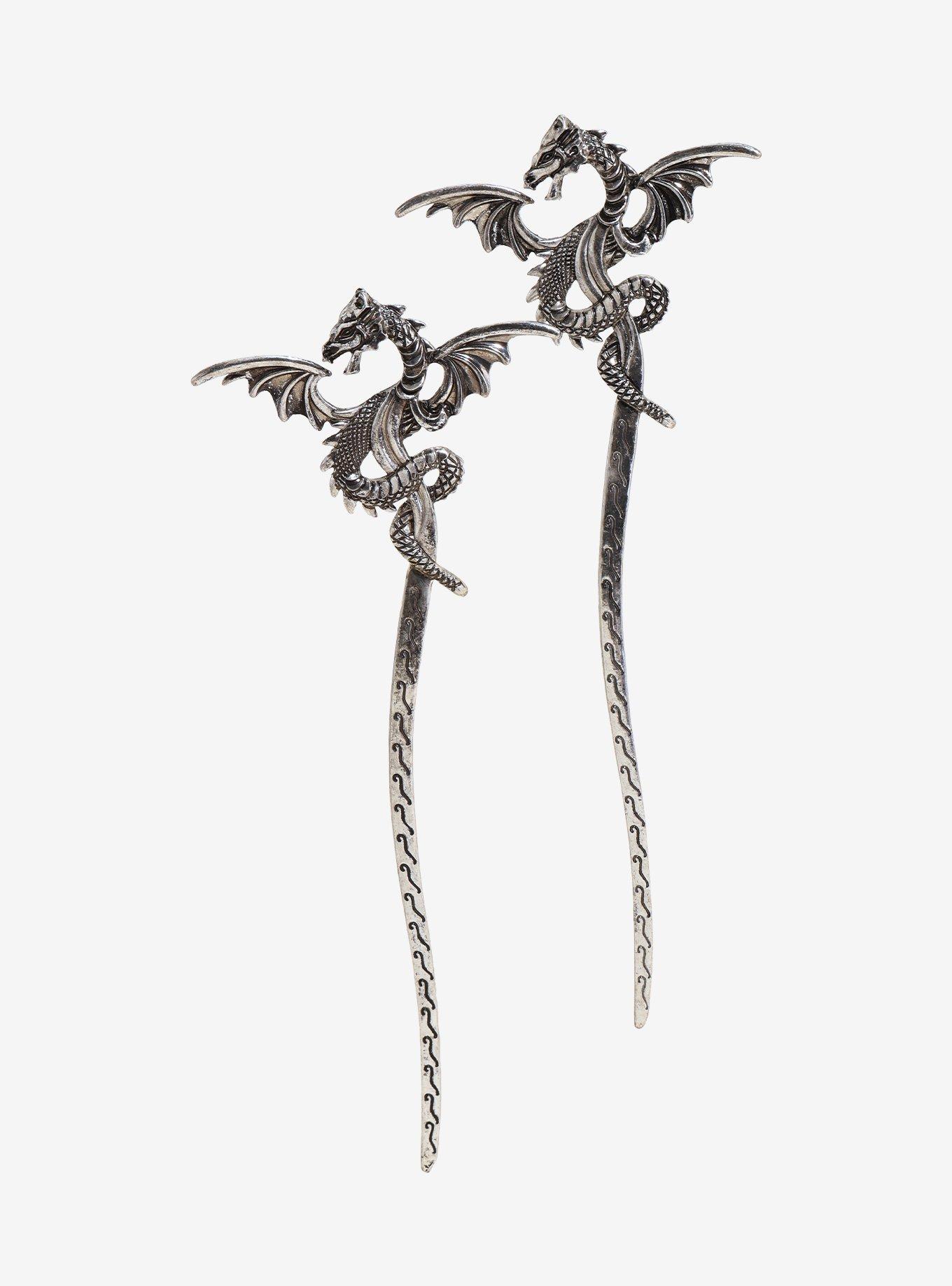Dragon Ornate Hair Stick Set, , hi-res