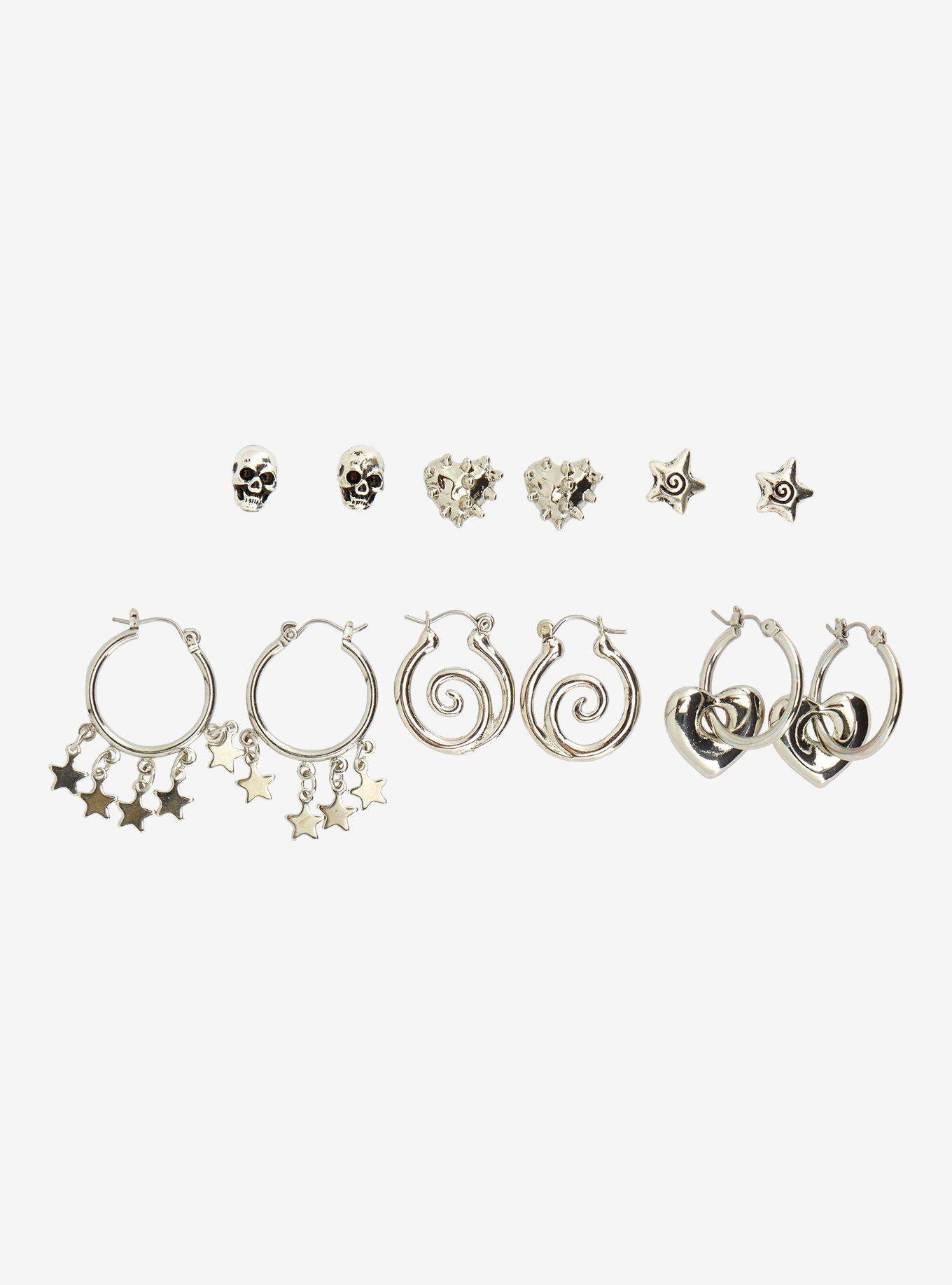 Spiral Heart Mini Hoop Earring Set, , hi-res