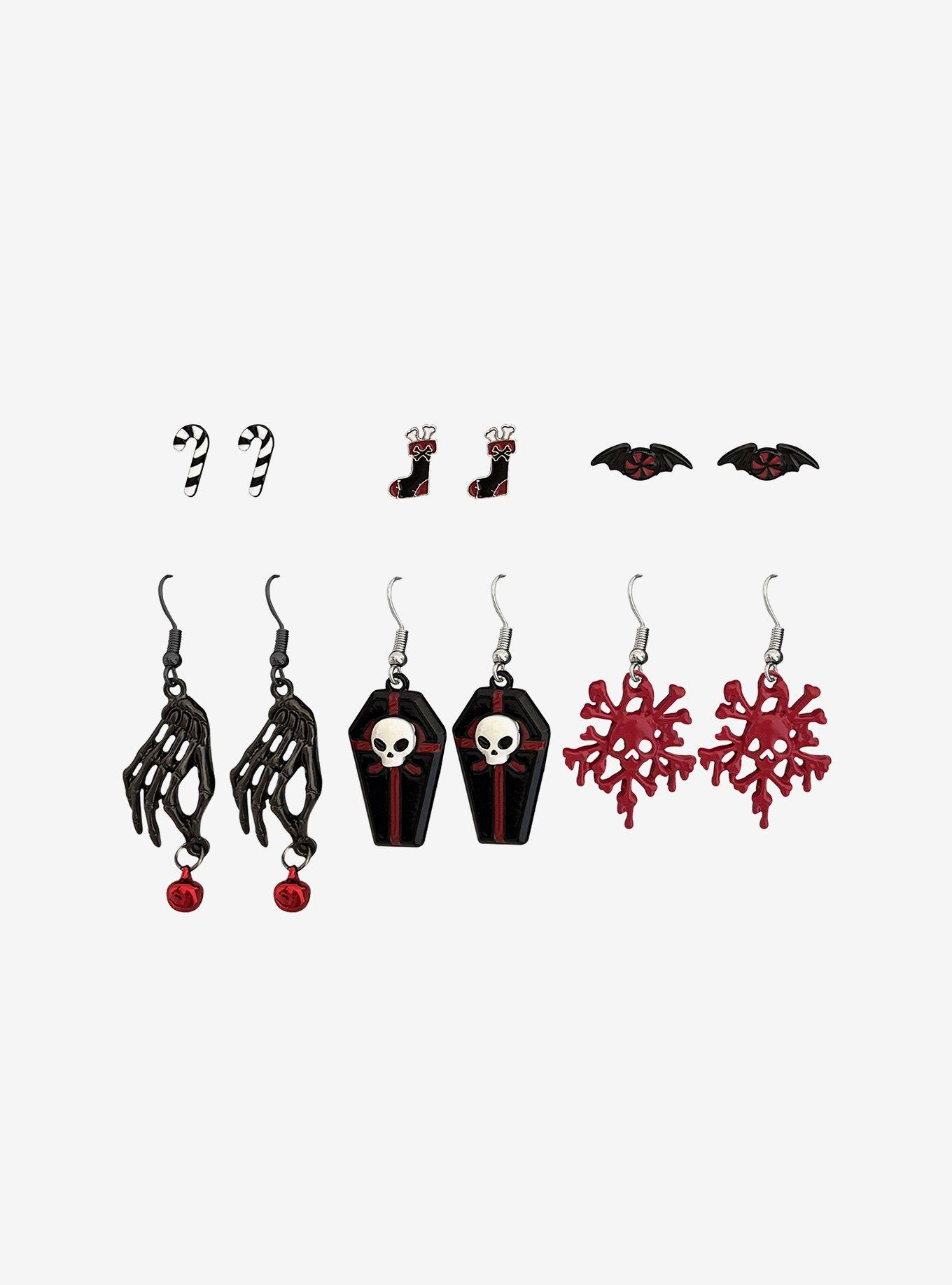 Gothmas Coffin Snowflake Stocking Earring Set, , hi-res