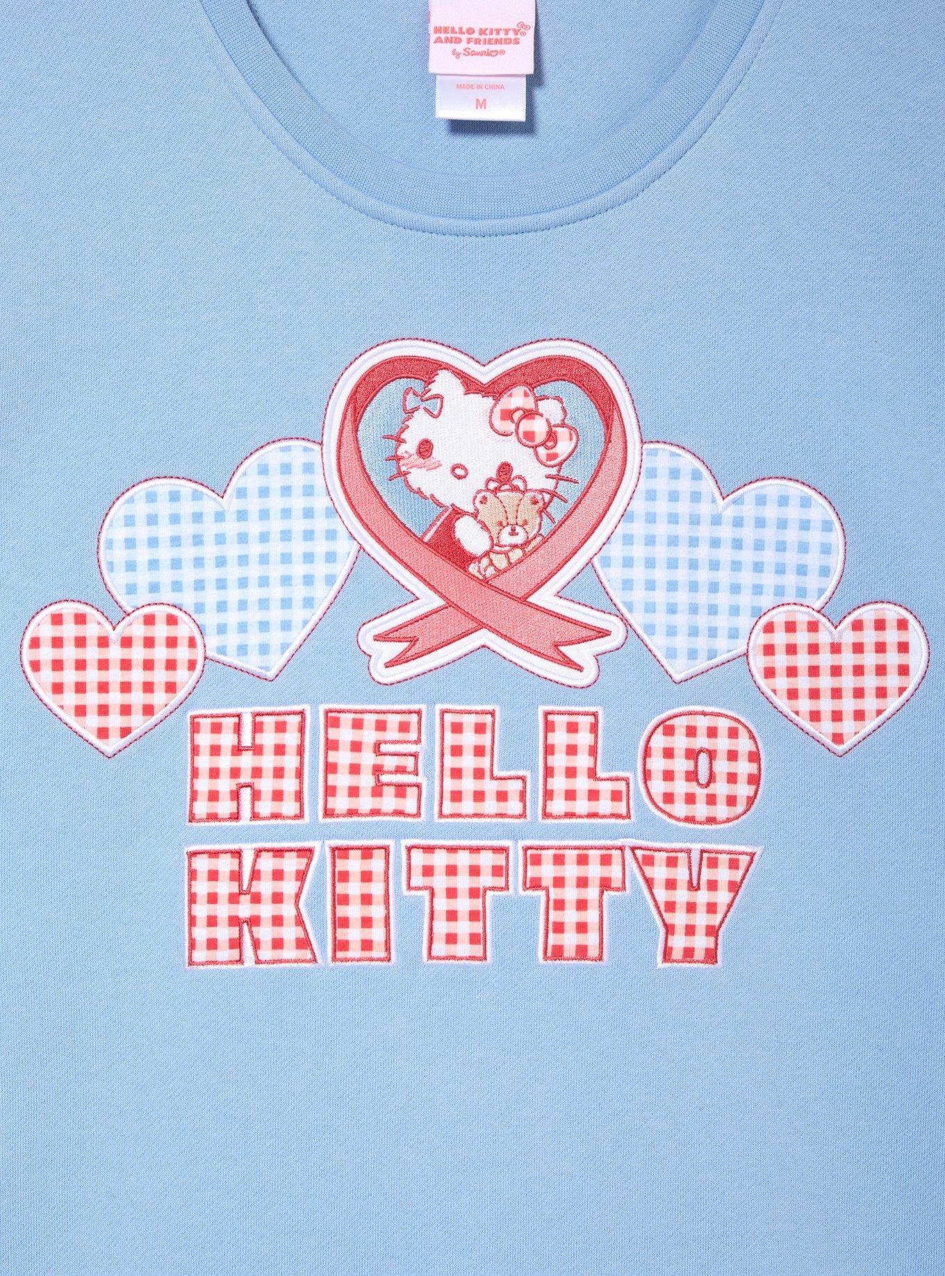 Sanrio Hello Kitty and Friends Gingham Embroidered Crewneck — BoxLunch Exclusive