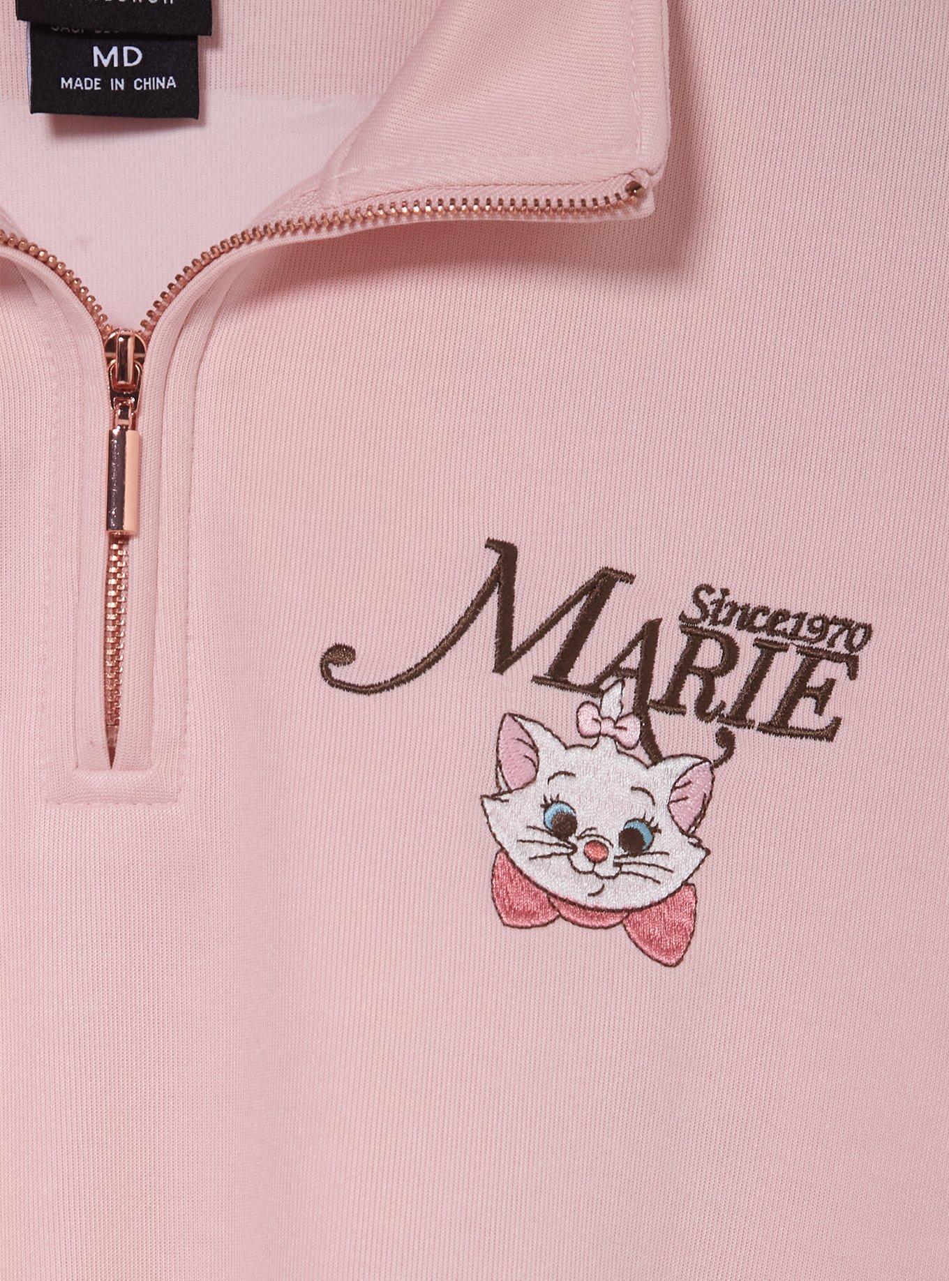 Disney The Aristocats Marie Pink Women's Quarter Zip Crewneck — BoxLunch Exclusive, LIGHT PINK, alternate