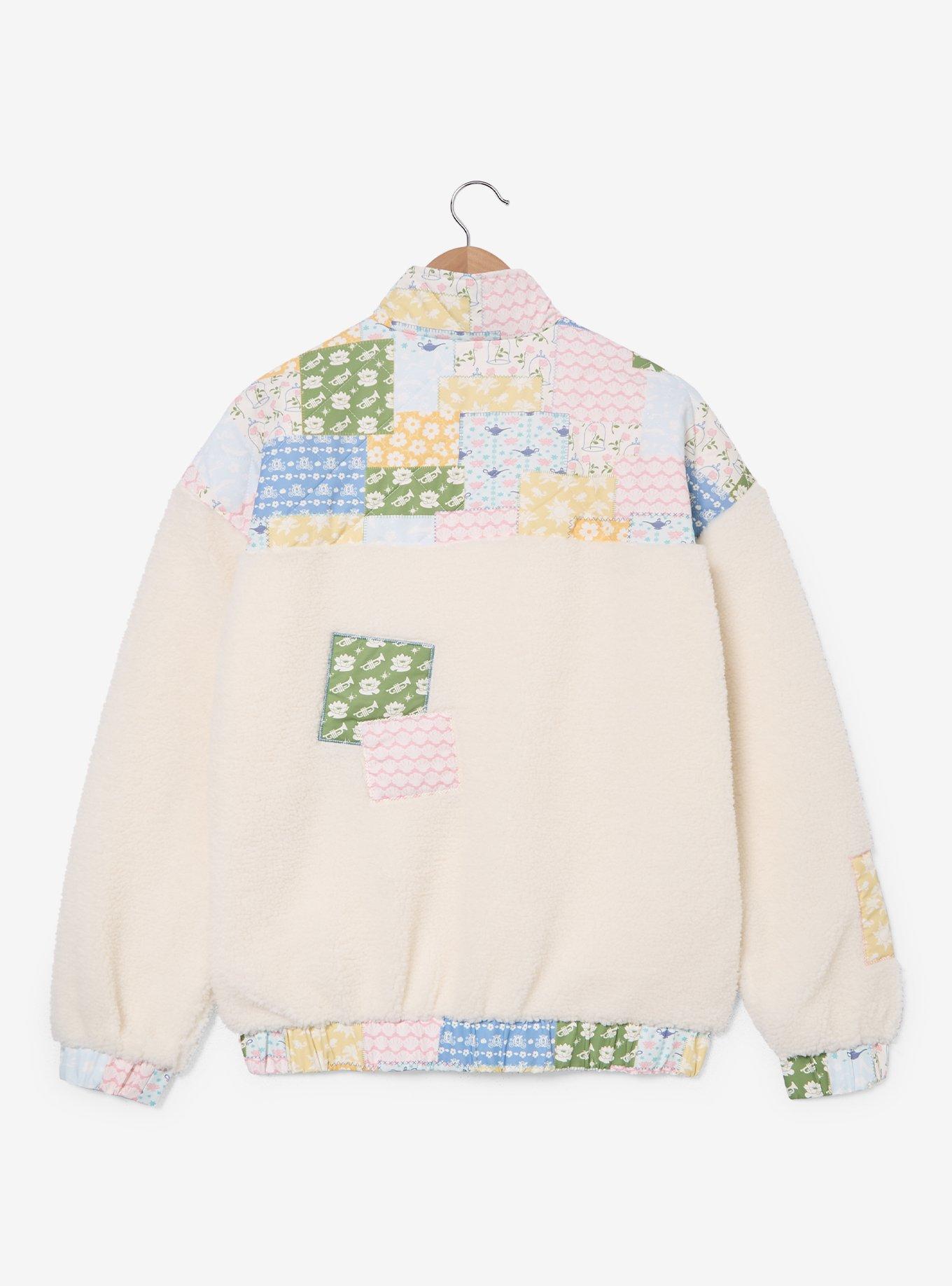 Disney Princess Patchwork Sherpa Quarter Zip Crewneck - BoxLunch Exclusive, , hi-res