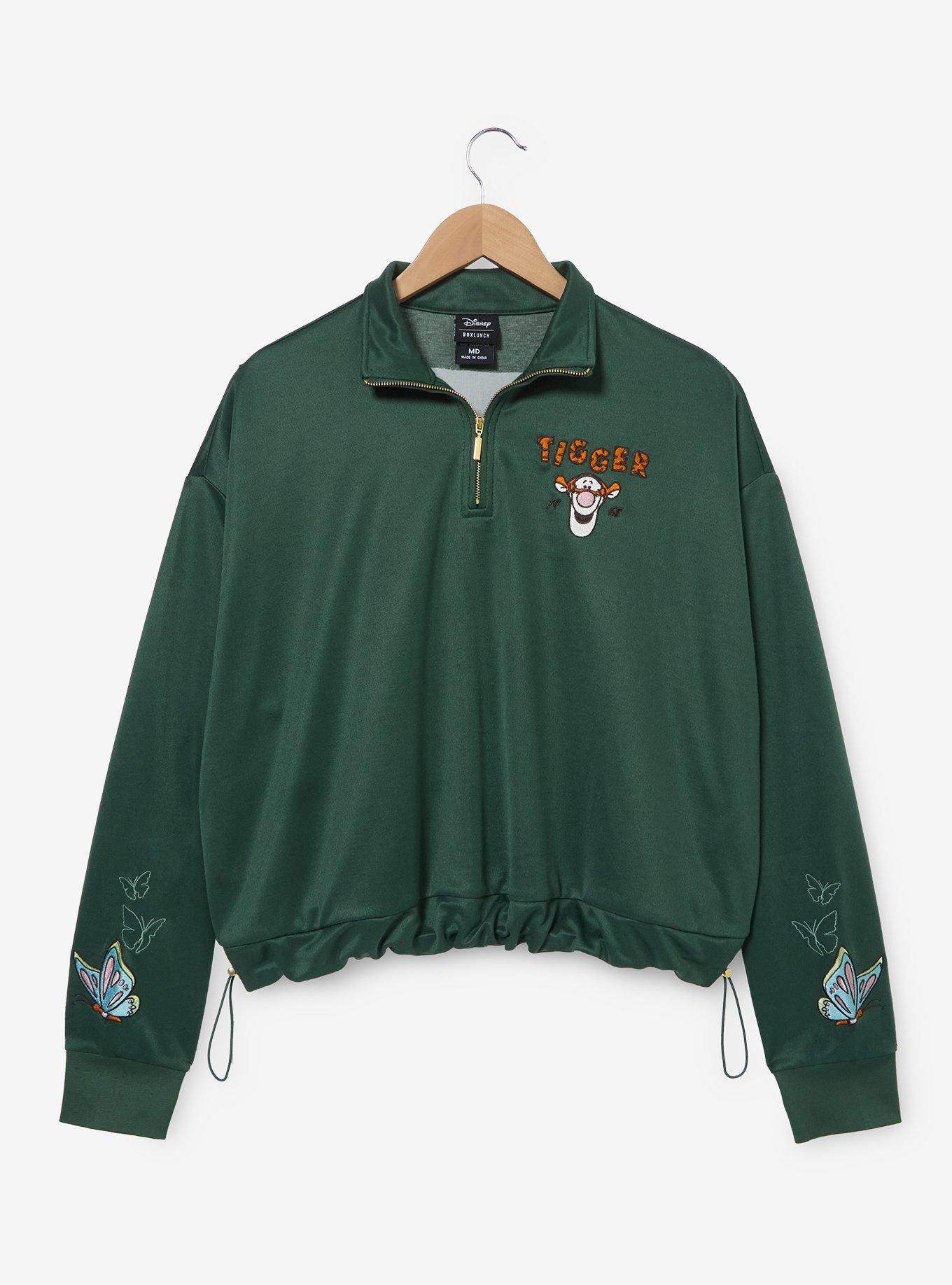 Disney Winnie the Pooh Tigger Women's Cropped Quarter Zip Crewneck - BoxLunch Exclusive, FOREST, alternate