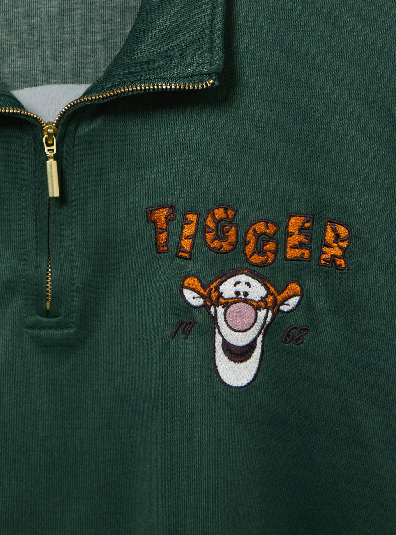 Disney Winnie the Pooh Tigger Women's Cropped Quarter Zip Crewneck - BoxLunch Exclusive, FOREST, alternate