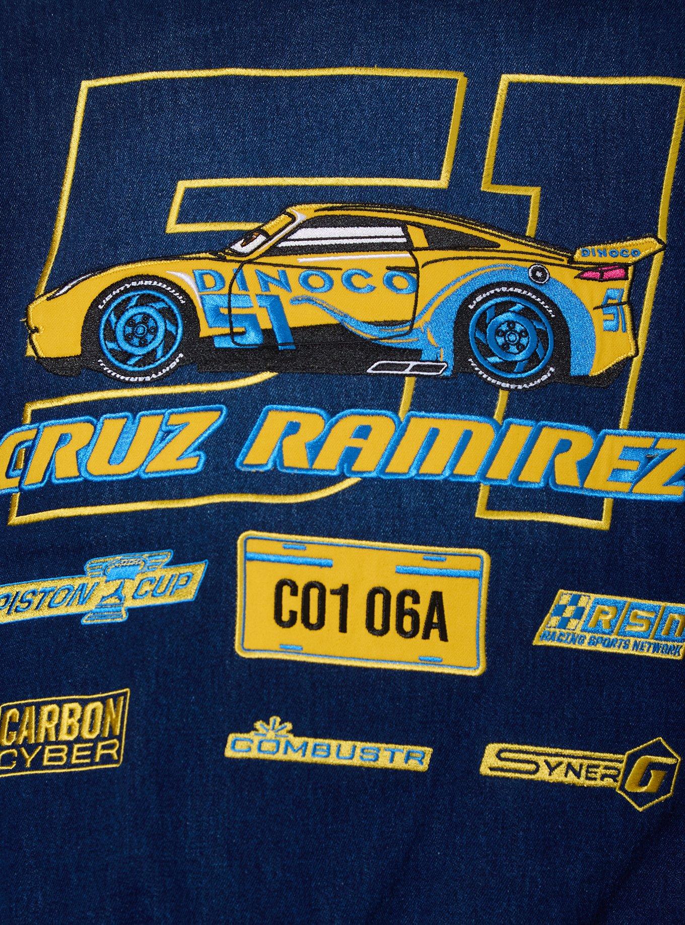 Disney Pixar Cars 3 Cruz Ramirez Women's Plus Size Cropped Denim Moto Jacket - BoxLunch Exclusive, DENIM, alternate