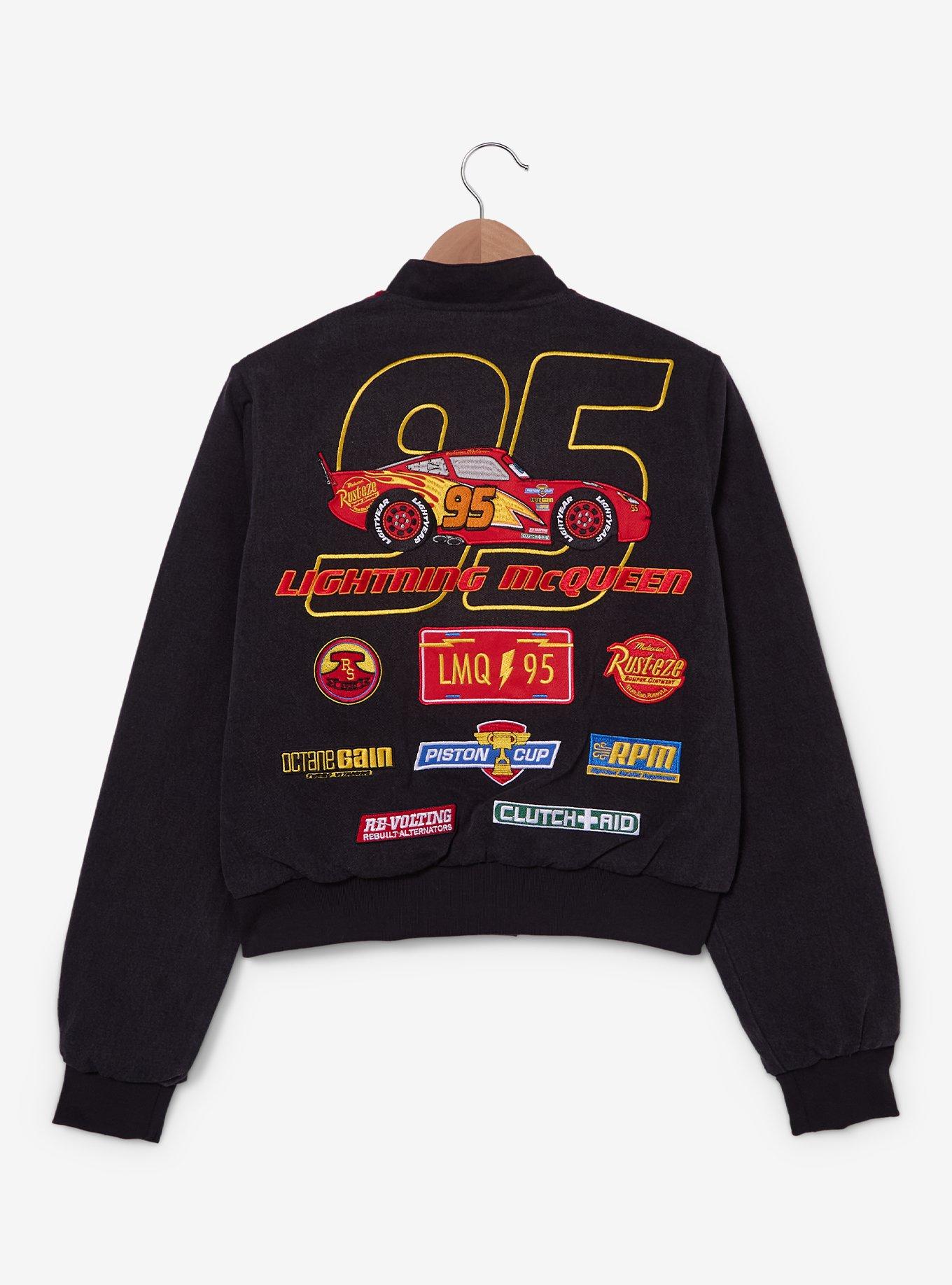 Disney Pixar Cars Lightning McQueen Cropped Women's Denim Moto Jacket - BoxLunch Exclusive, , hi-res