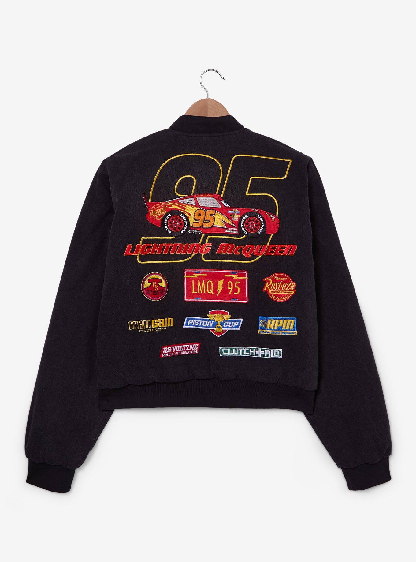 Disney Pixar Cars Lightning McQueen Cropped Women's Plus Size Denim Moto Jacket - BoxLunch Exclusive, , hi-res