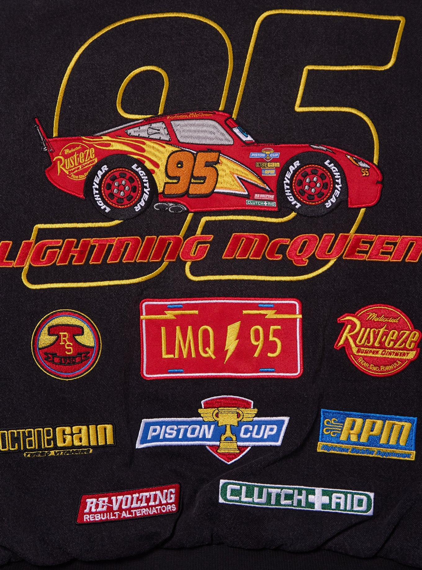 Disney Pixar Cars Lightning McQueen Cropped Women's Plus Size Denim Moto Jacket - BoxLunch Exclusive, DENIM, alternate