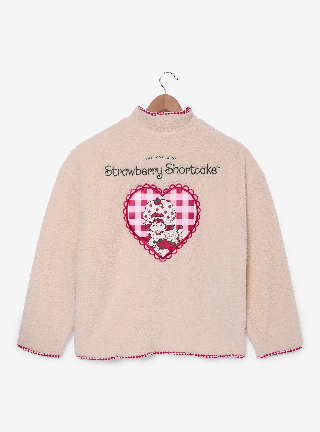 Strawberry Shortcake Embroidered Berries Women's Plus Size Sherpa Jacket - BoxLunch Exclusive, CREAM, alternate