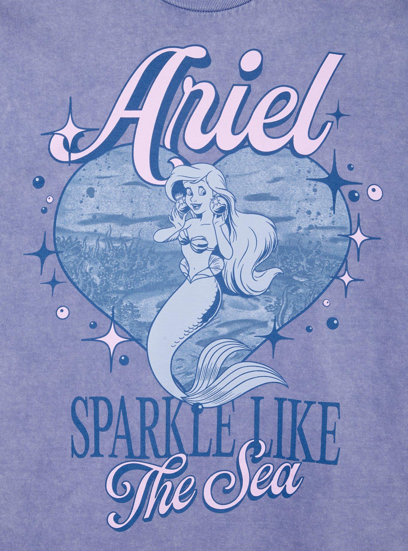 Disney The Little Mermaid Ariel Sparkle Tonal Women's T-Shirt — BoxLunch Exclusive, , hi-res