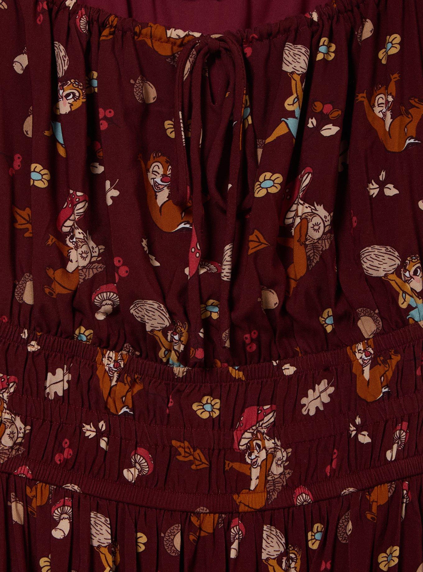 Disney Chip & Dale Fall Foliage Plus Size Smock Dress - BoxLunch Exclusive, RED, alternate