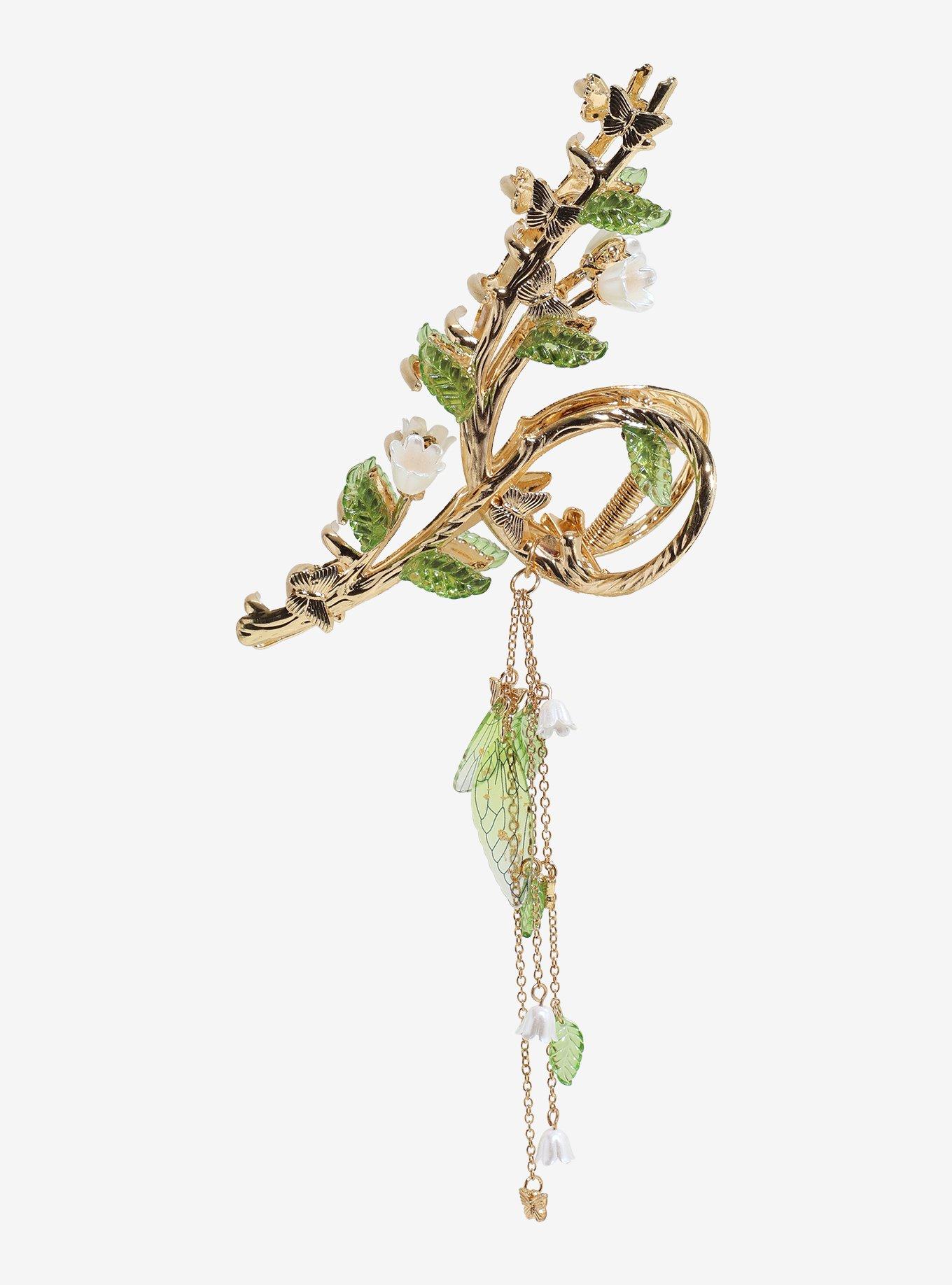 Thorn & Fable Twisting Floral Branch Claw Hair Clip, , hi-res