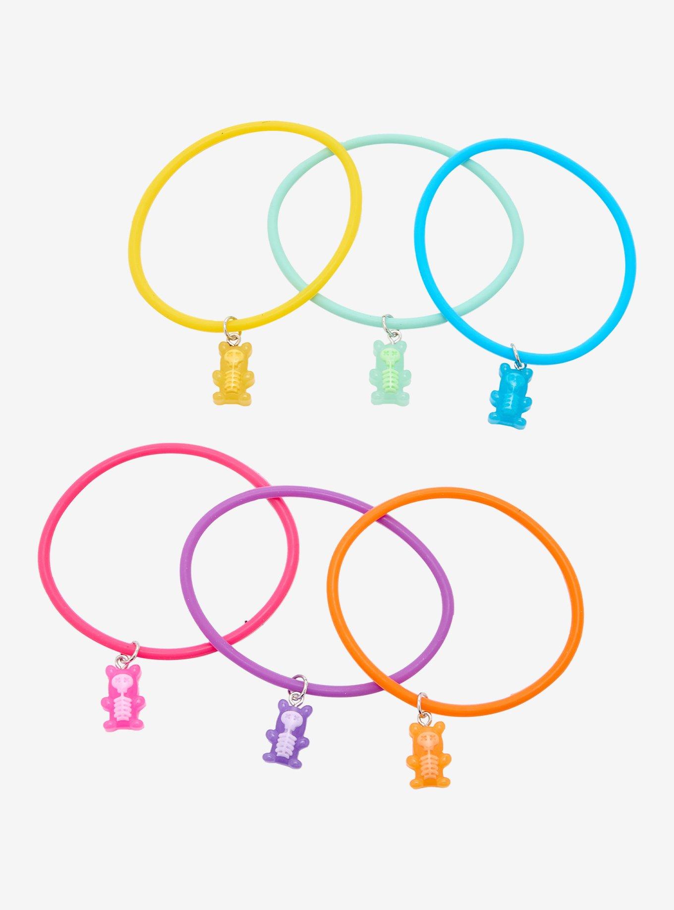 Rainbow Skeleton Bear Jelly Bracelet Set, , hi-res
