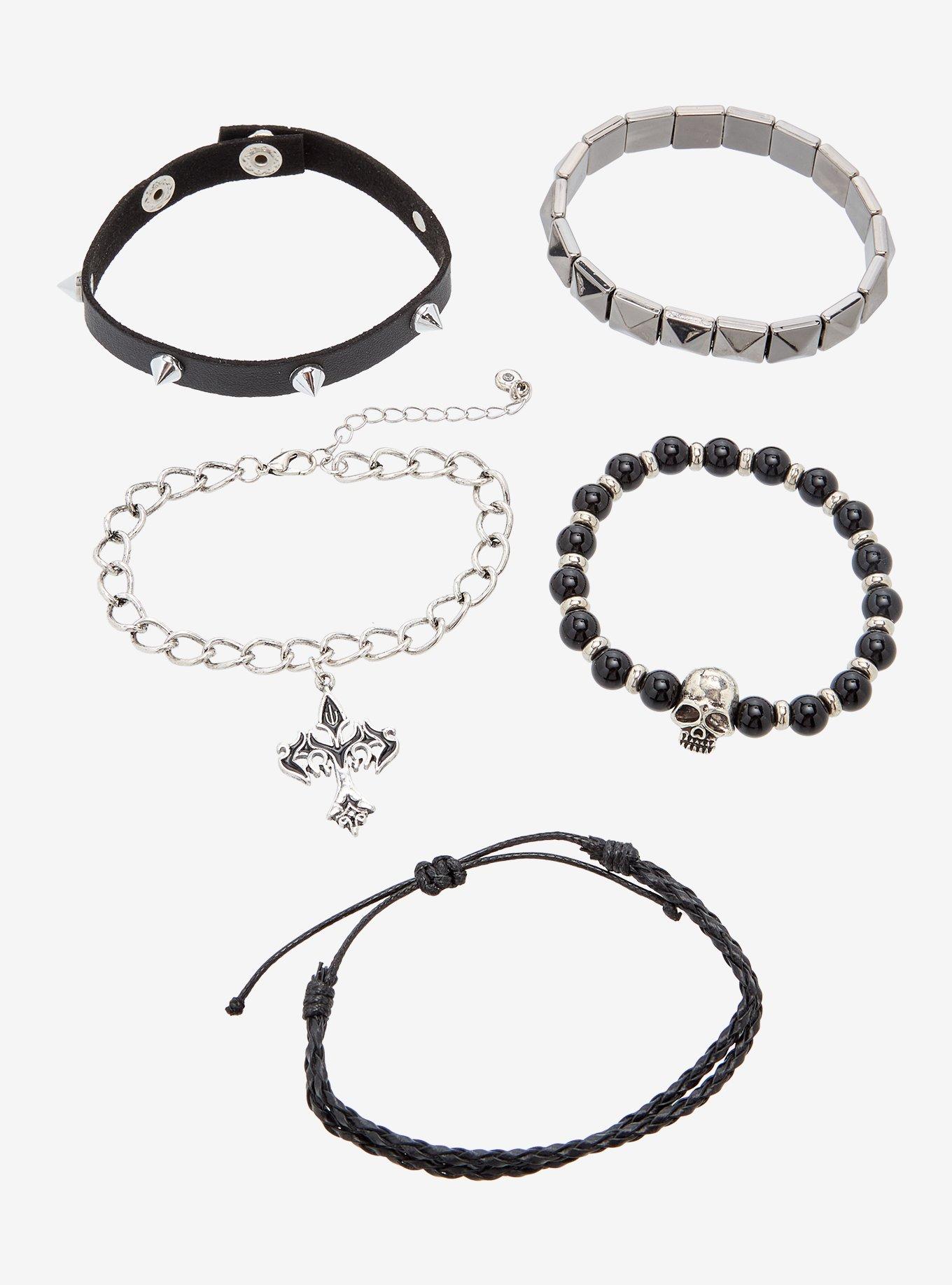 Skull Spike Cross Bracelet Set, , hi-res