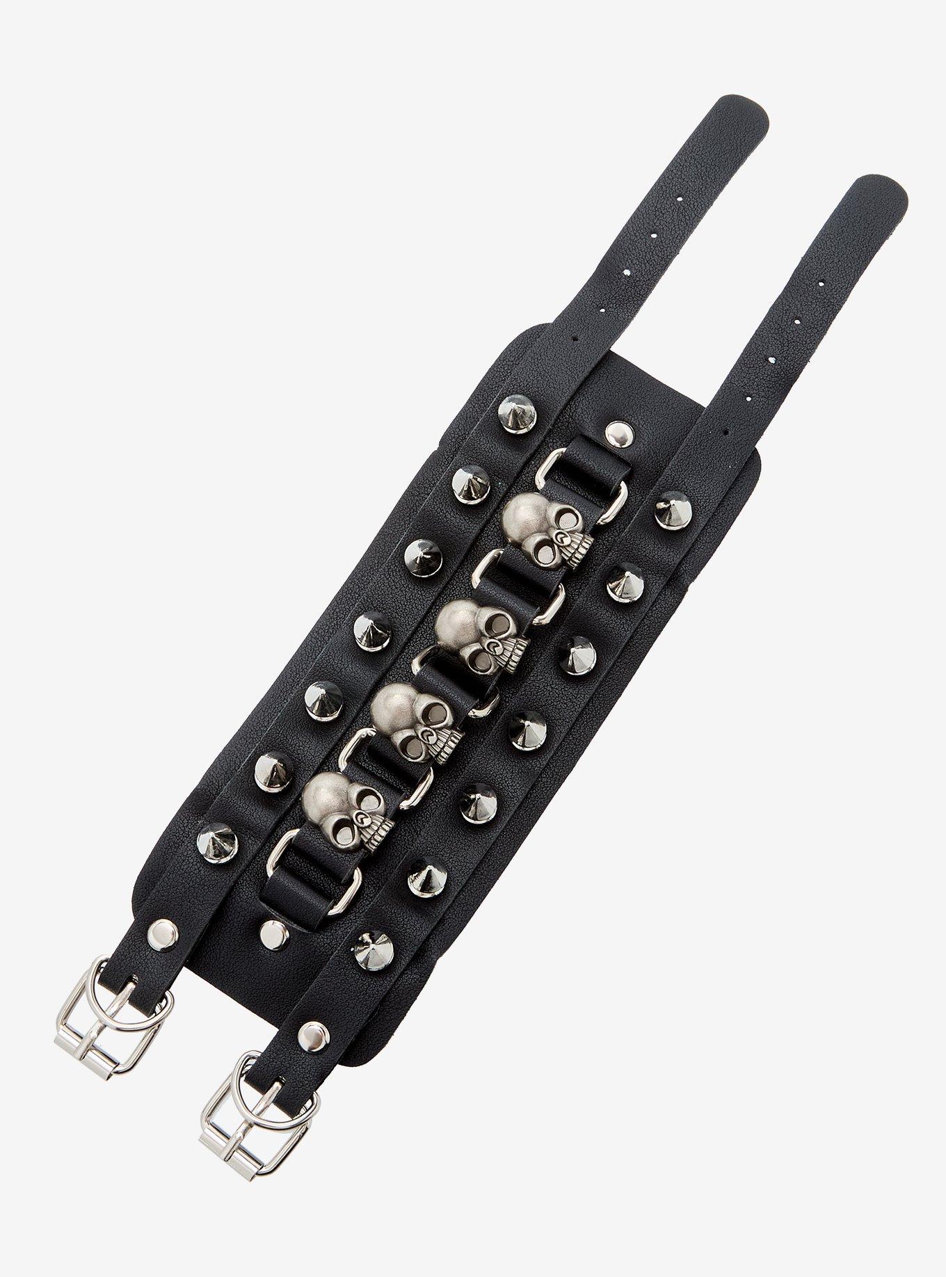 Skull Square Ring & Spike Cuff Bracelet, , alternate