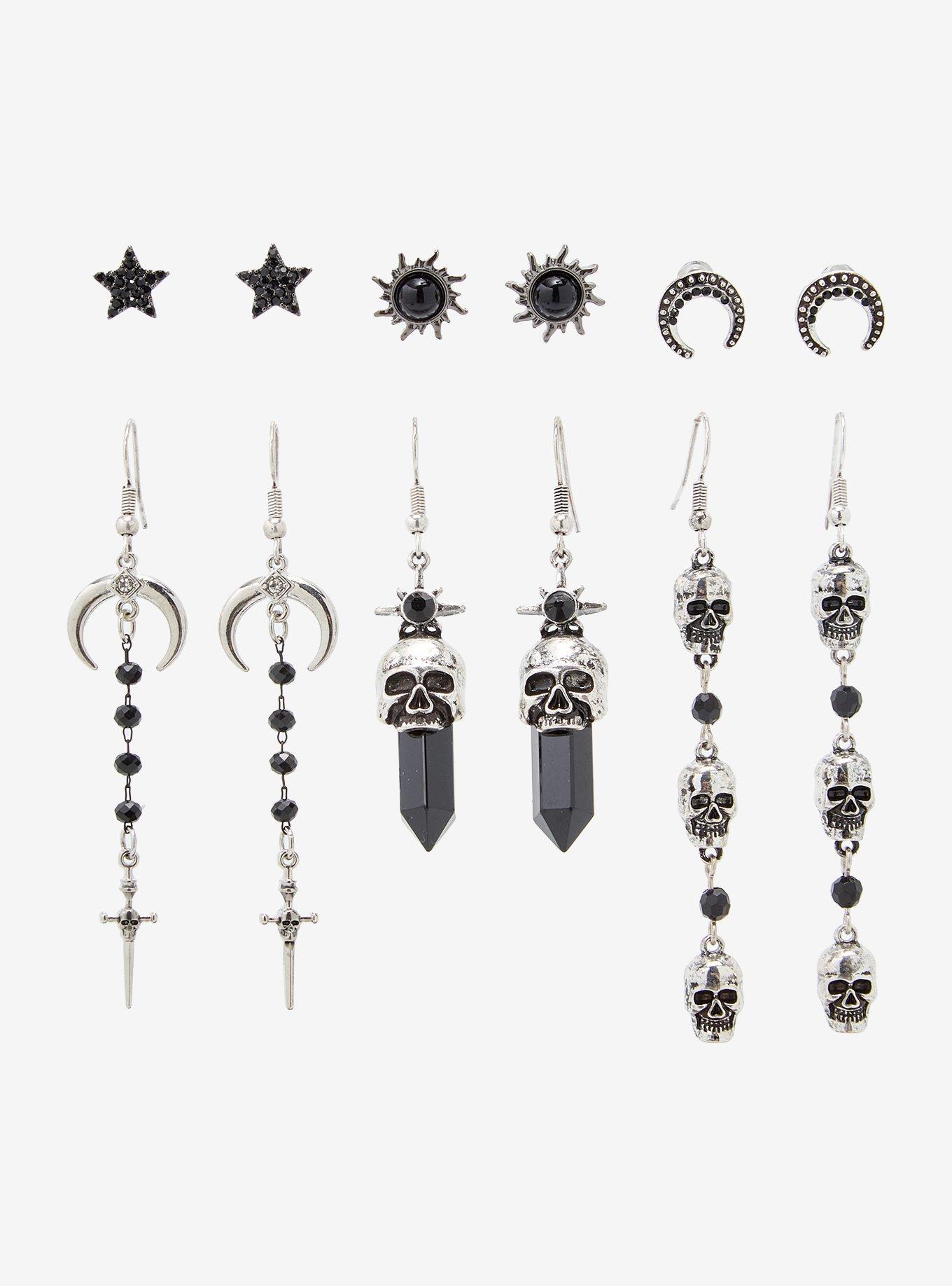 Cosmic Aura Skull Dark Celestial Earring Set, , hi-res