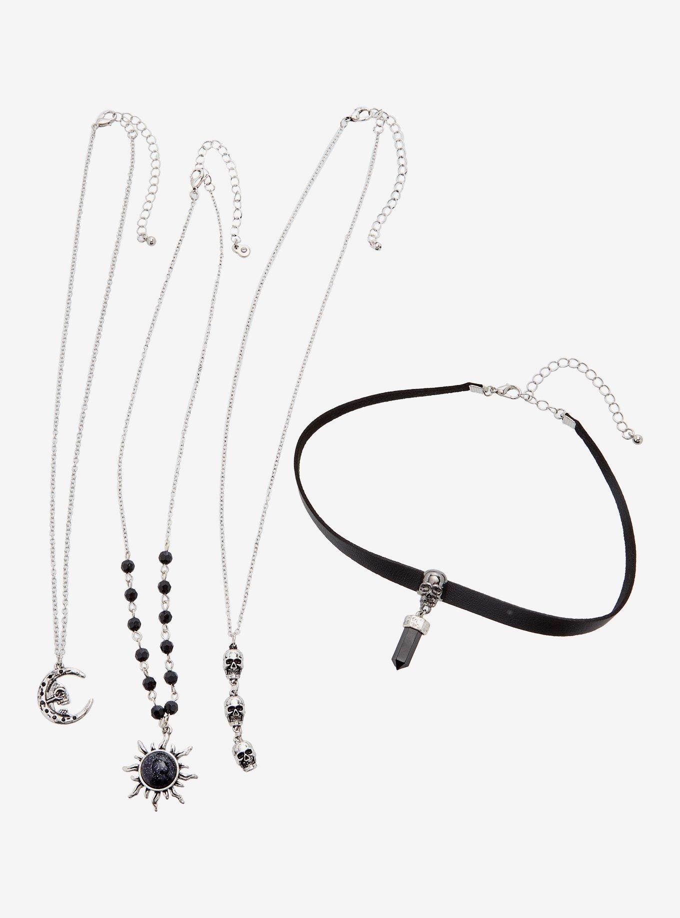 Cosmic Aura Dark Celestial Skull Necklace Set, , hi-res