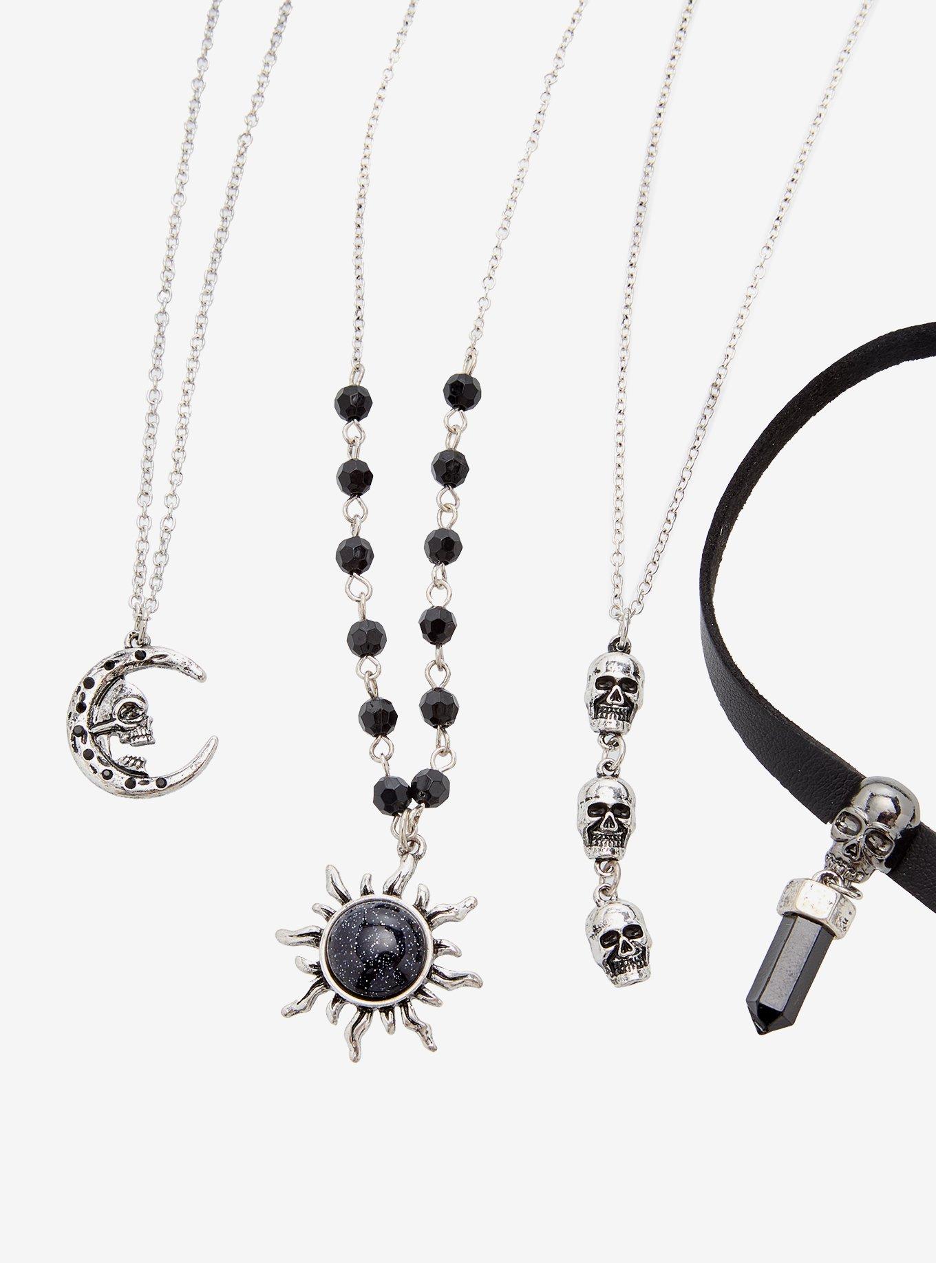 Cosmic Aura Dark Celestial Skull Necklace Set, , alternate