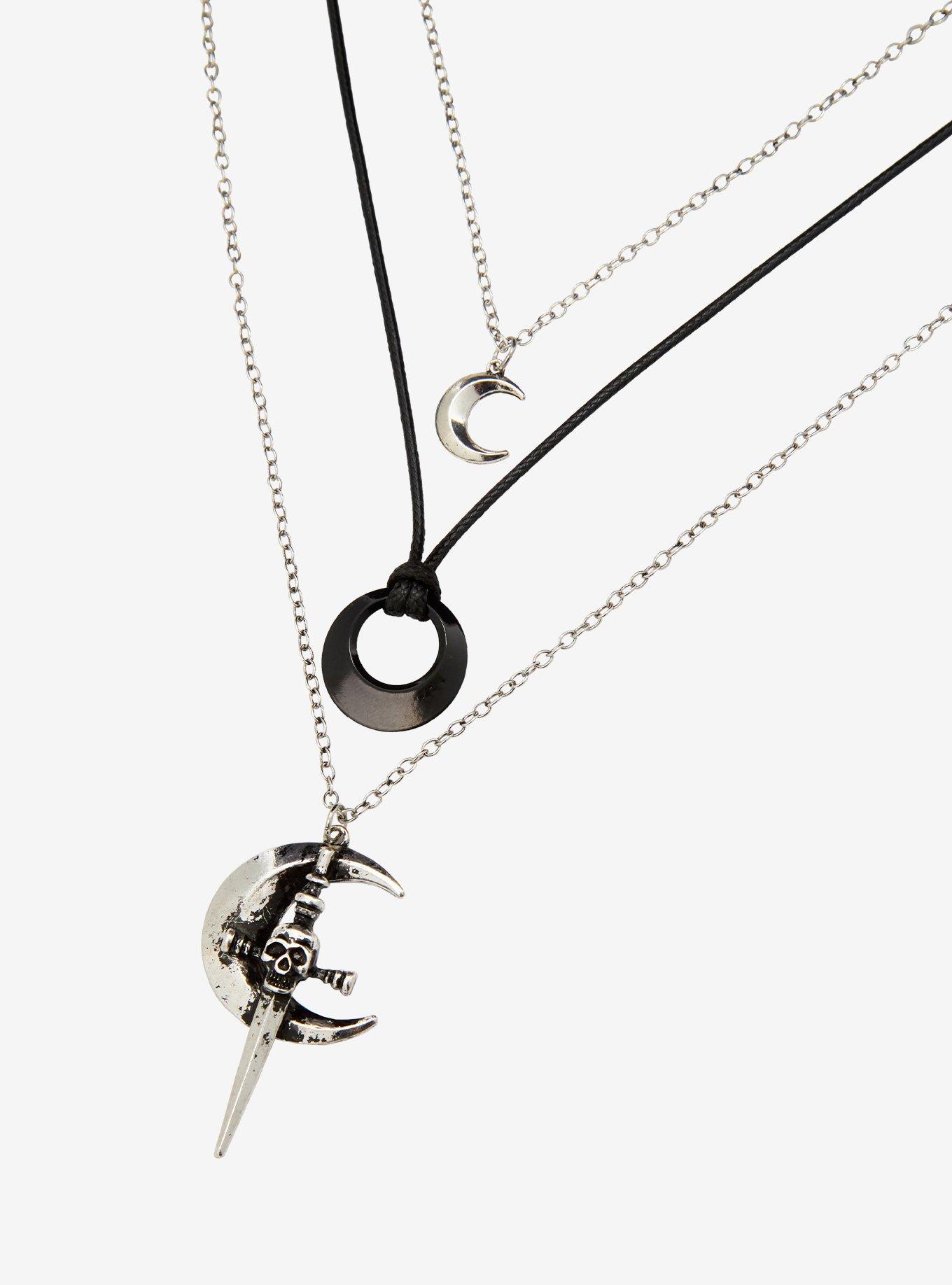 Cosmic Aura Celestial Skull Dagger Necklace Set, , alternate