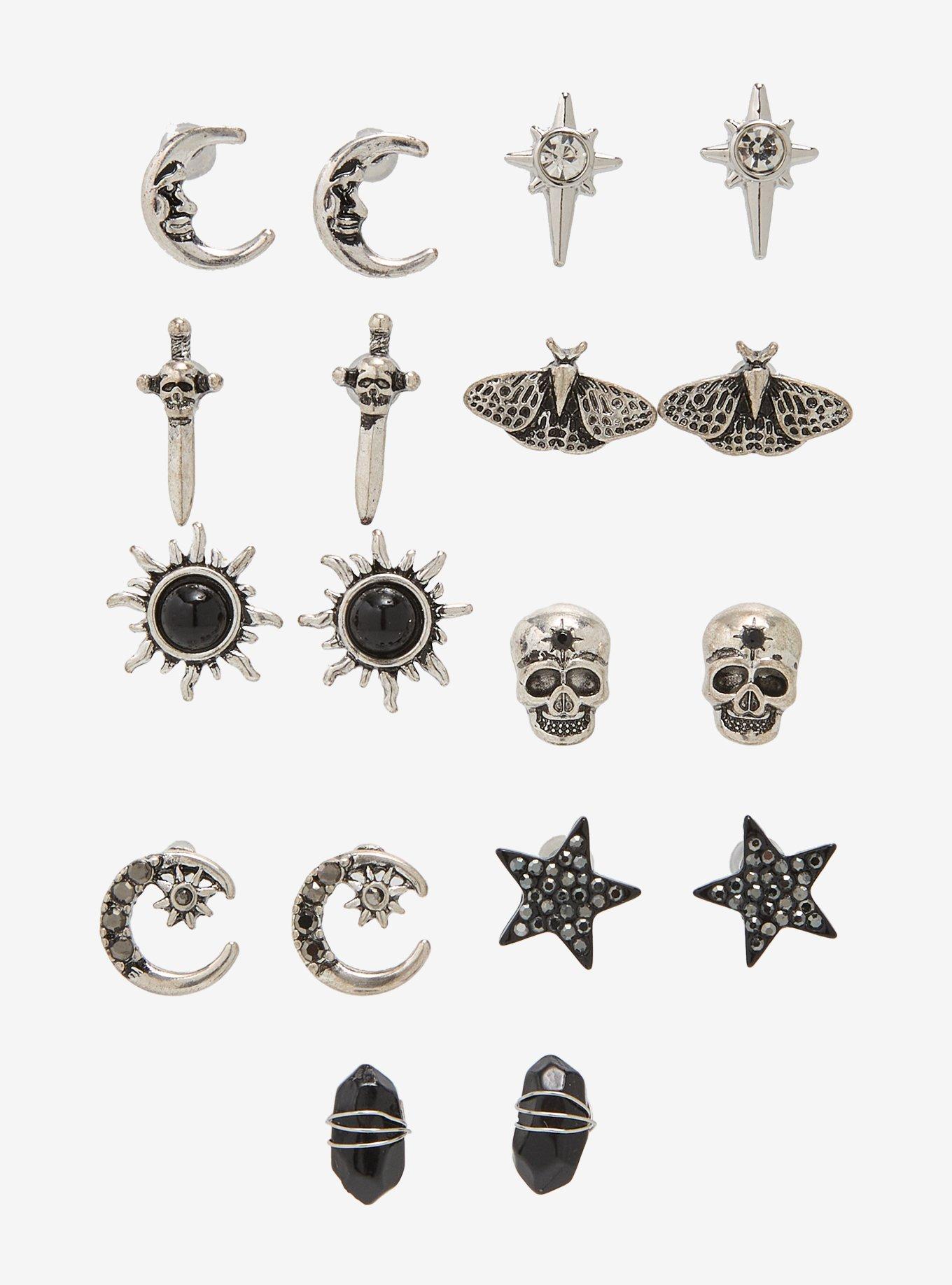Cosmic Aura Skull Moth Stud Earring Set, , hi-res