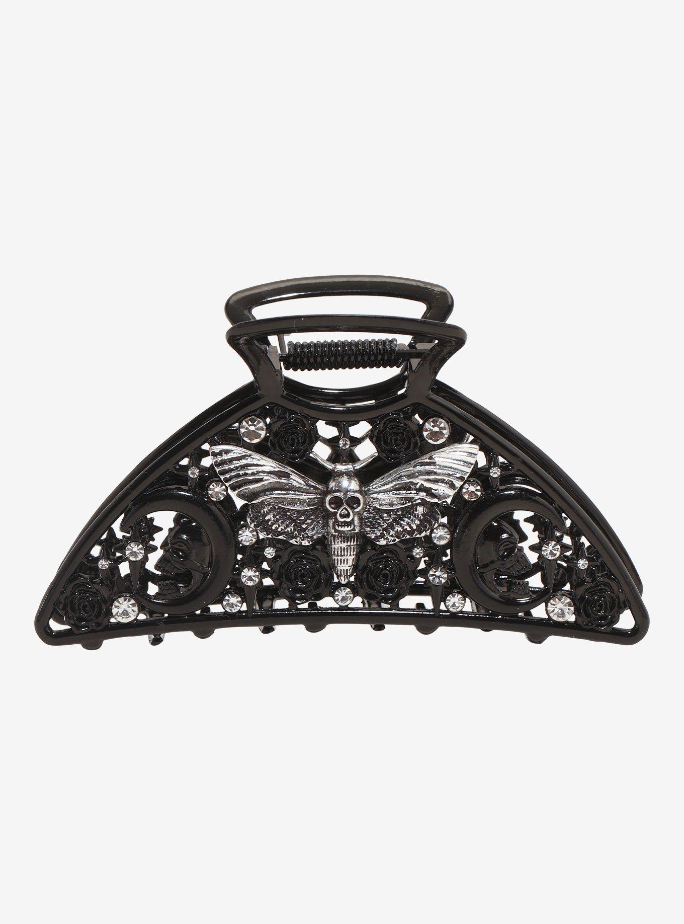 Cosmic Aura Moth Rose Claw Hair Clip, , hi-res