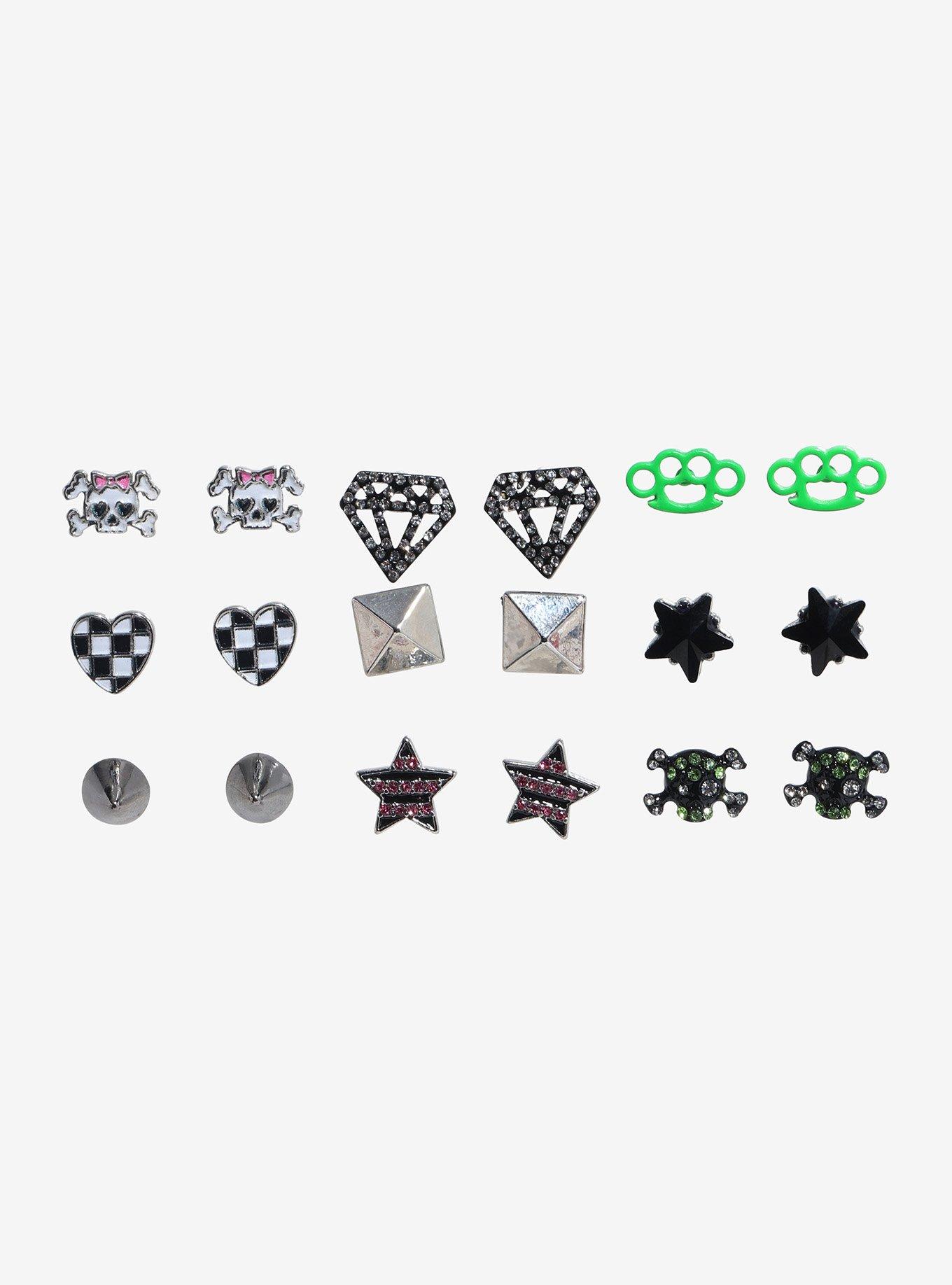 Neon Emo Stud Earring Set, , hi-res