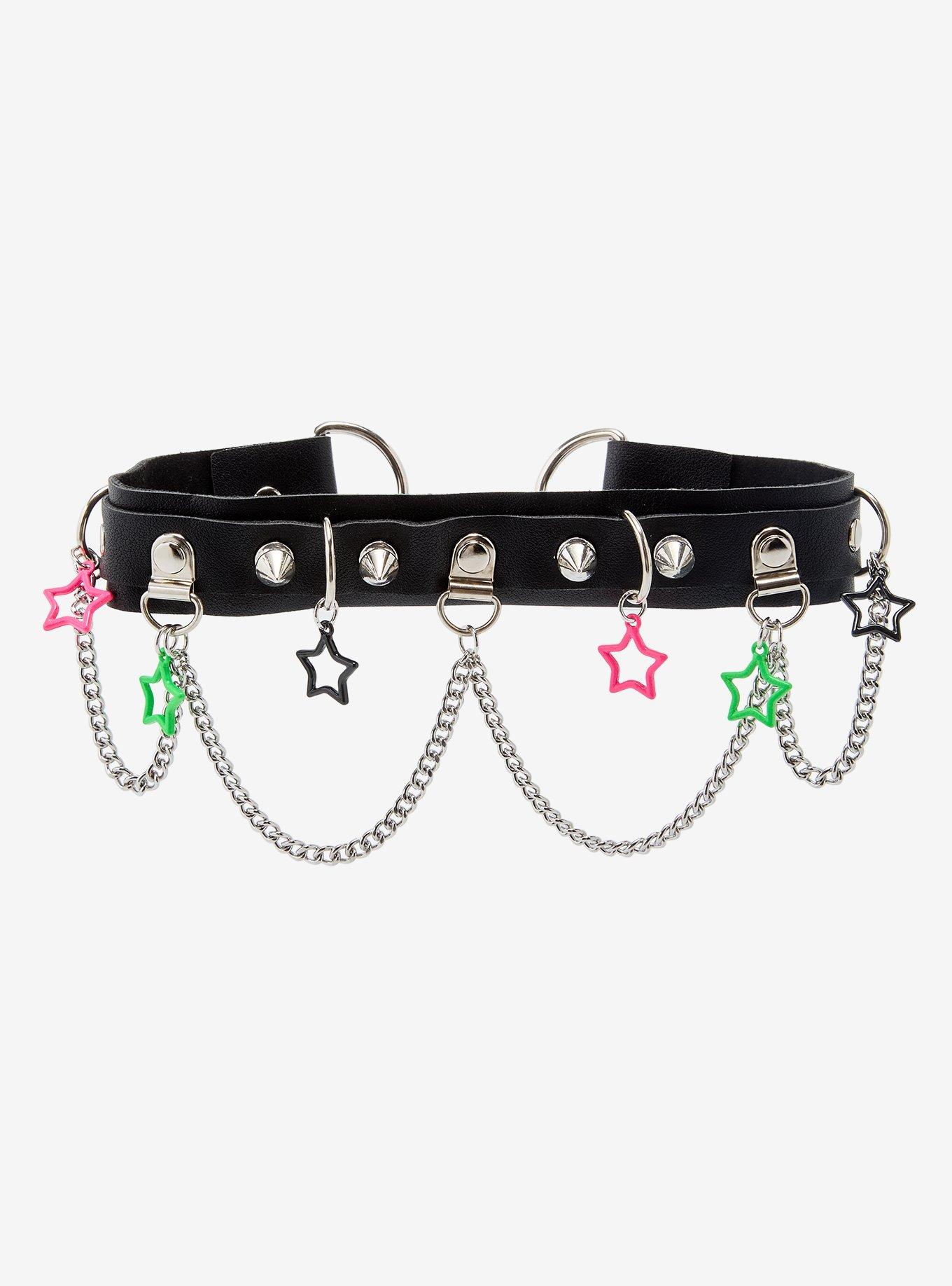 Neon Star Spike Chain Choker, , hi-res
